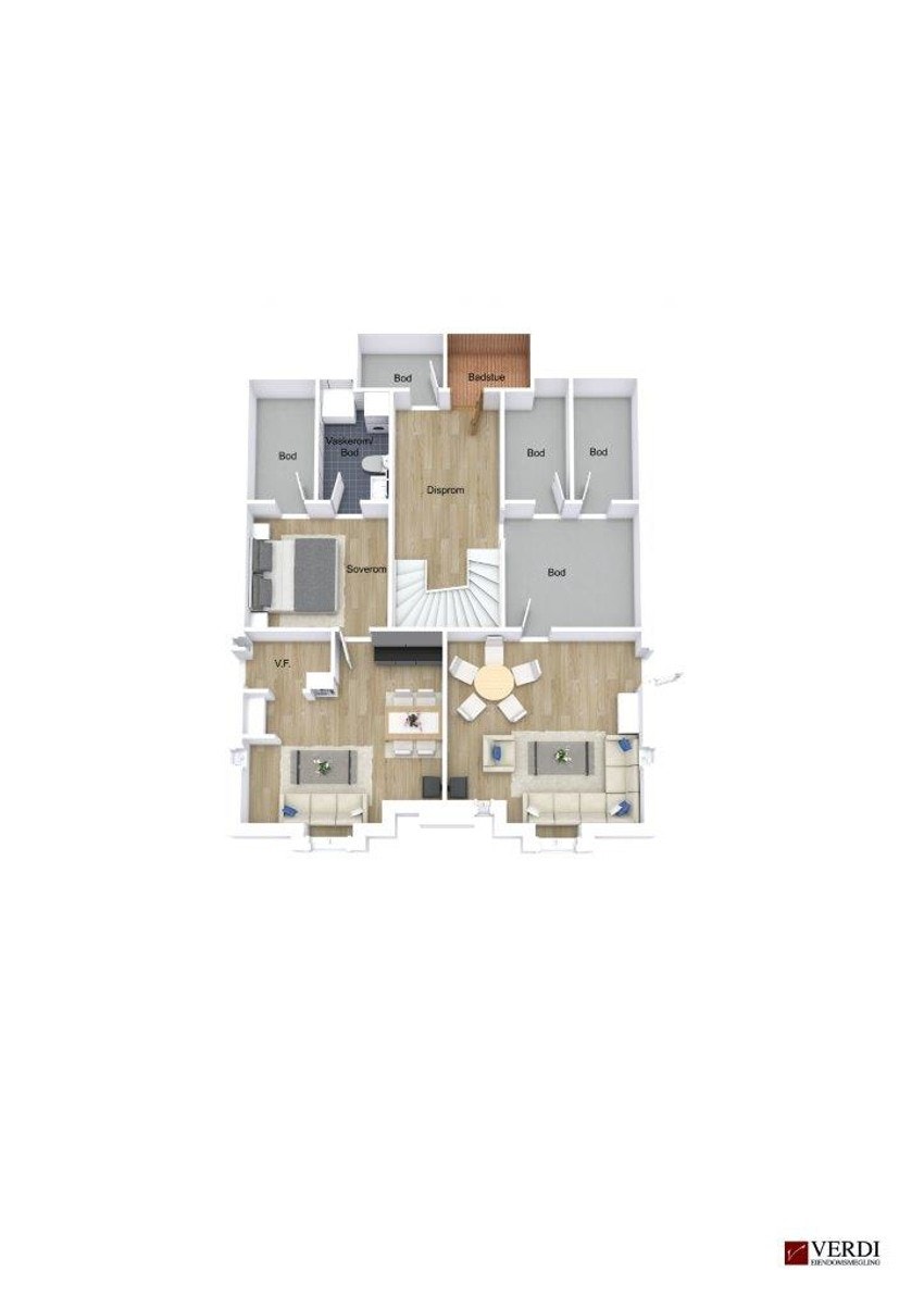 Plantegning 3D - U.etasje Galleribilde