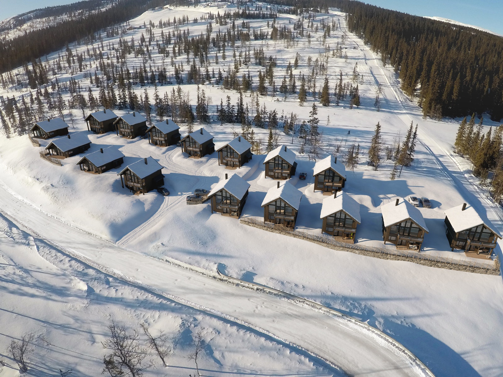 Illustrasjon på ferdig utbygget grend. Galleribilde
