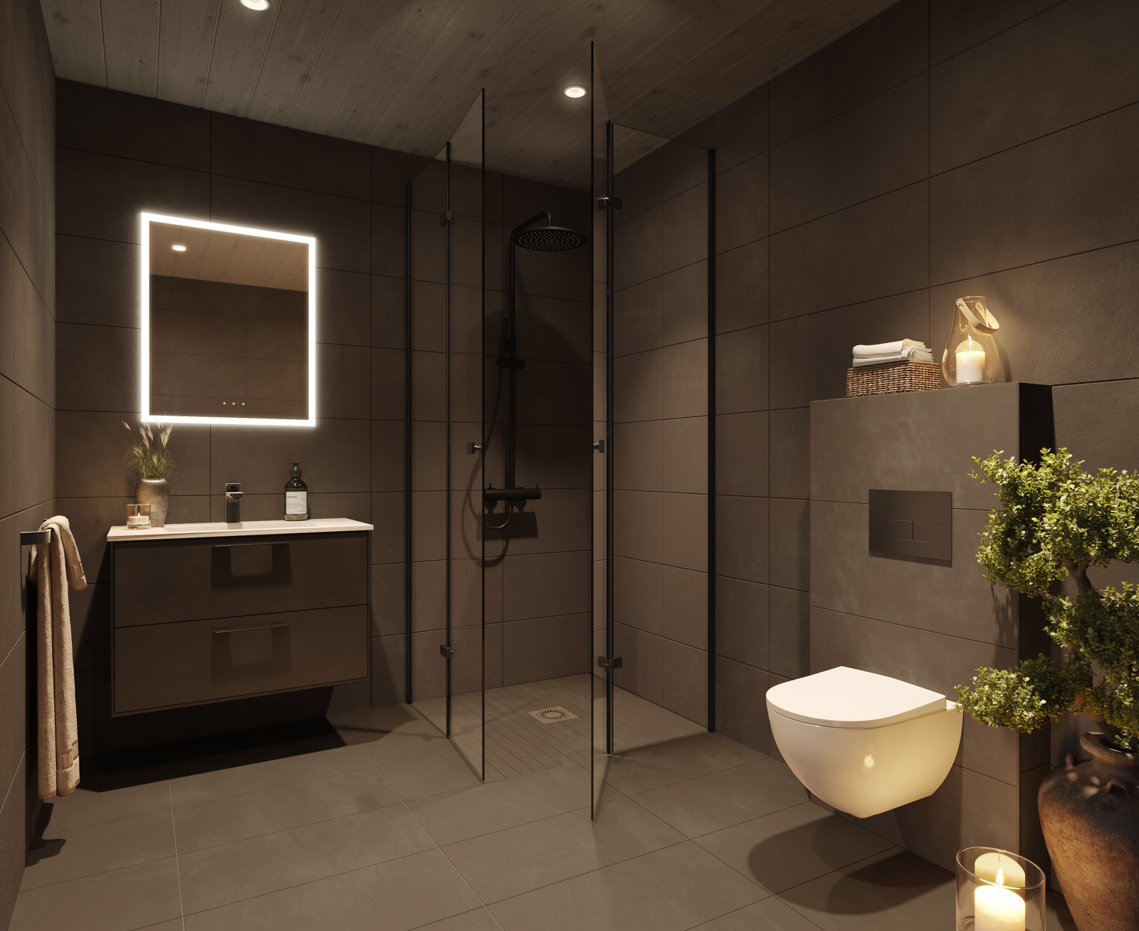 Hytta har to bad.
Illustrasjonen kan inneholde elementer som ikke er i standard leveranse men kan fås som tilvalg. Galleribilde