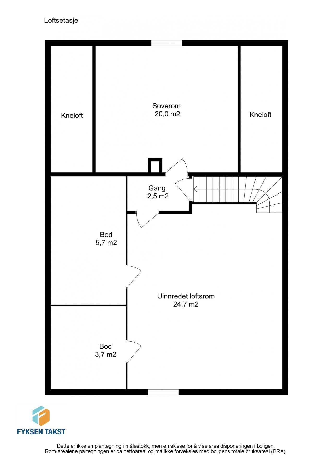 Planskisse - loftsetasje. Galleribilde