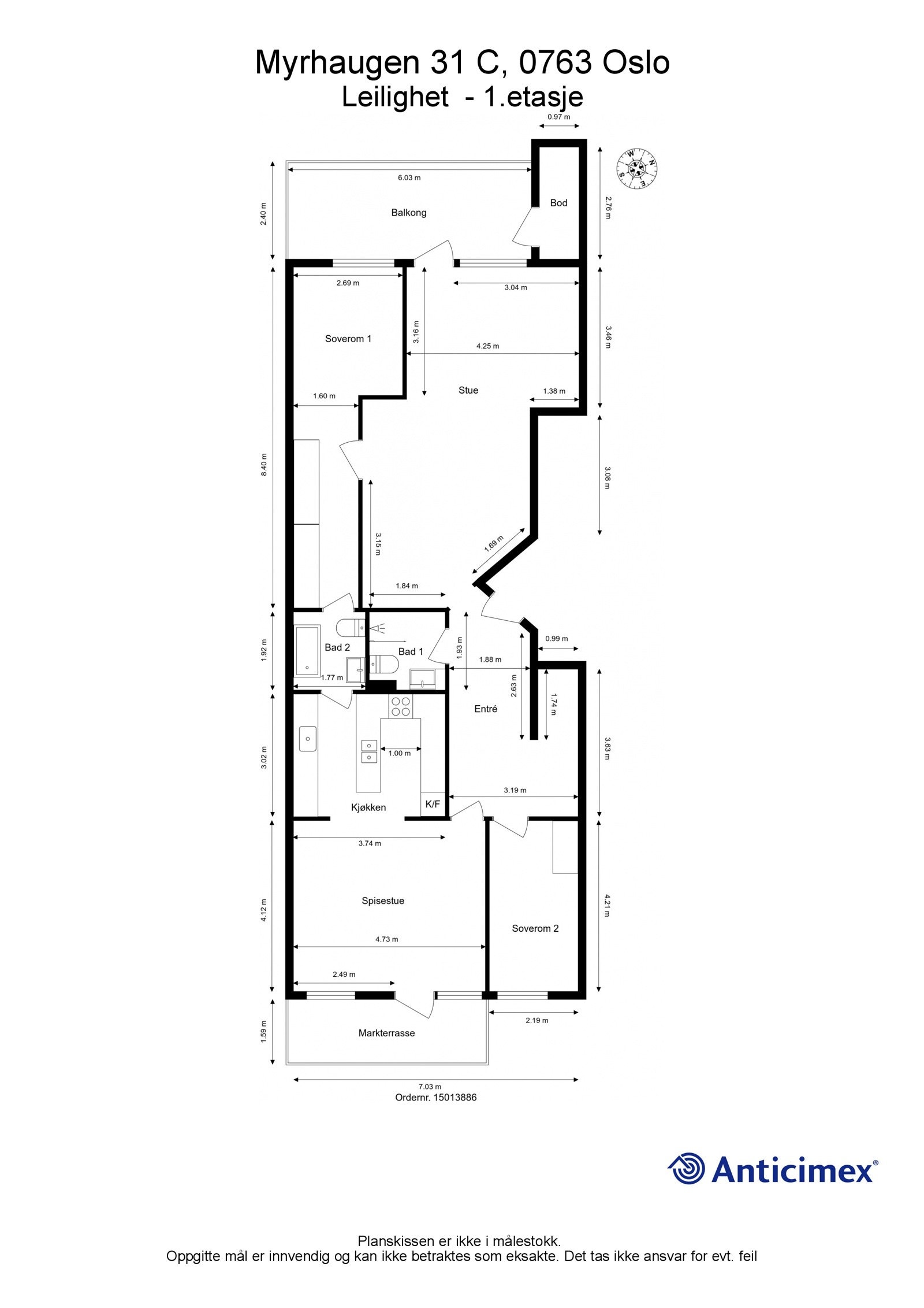 Dagens planløsning. Mange gode muligheter for endring av planløsning. Galleribilde