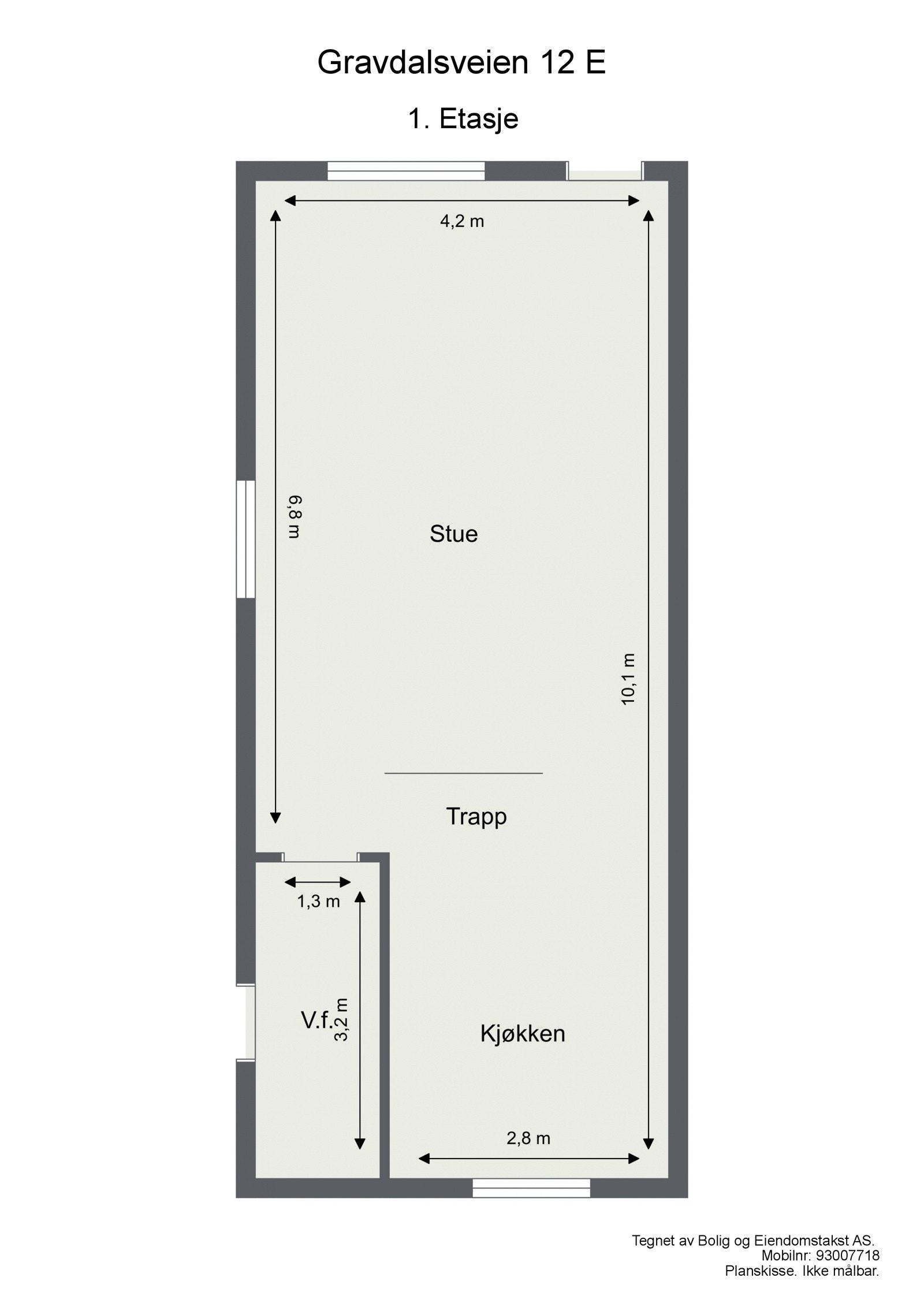 1. etasje - Plantegning Gravdalsveien 12 E. Galleribilde