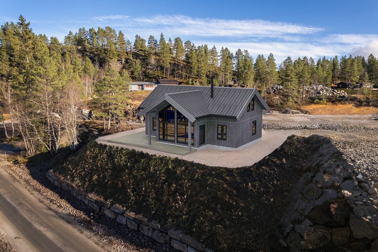 illustrasjon med hyttemodell 1219. En innholdsrik og flott hytte med 5 soverom og loftstue. Pris på forespørsel Galleribilde