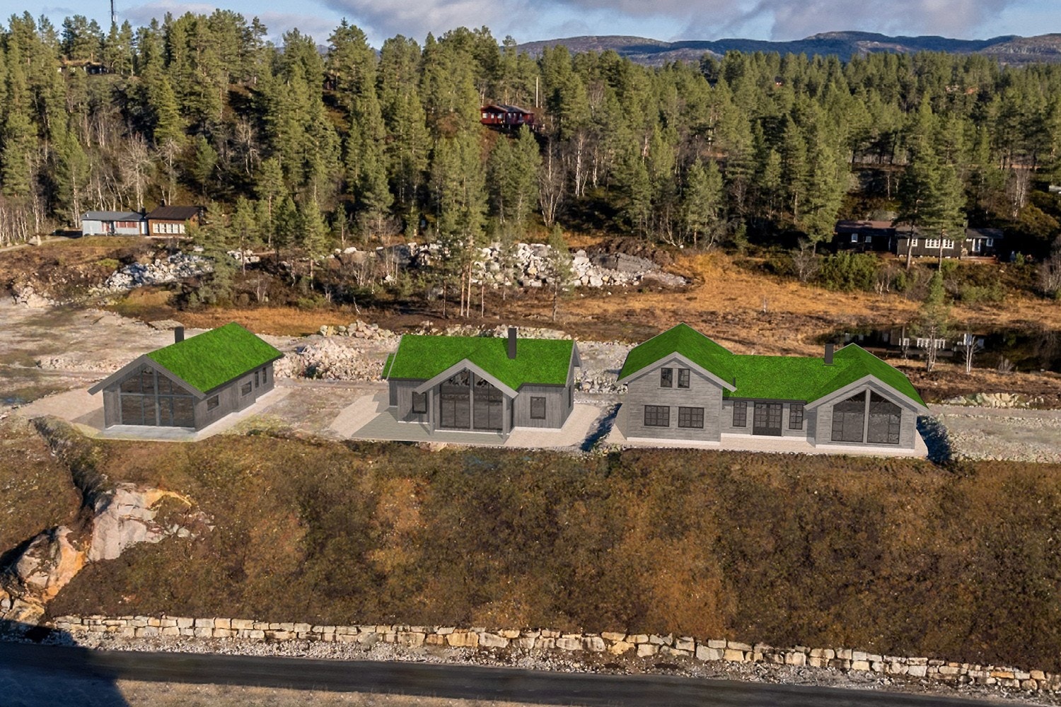 Hyttetomtene ligger vestvendt med svært gode solforhold Galleribilde