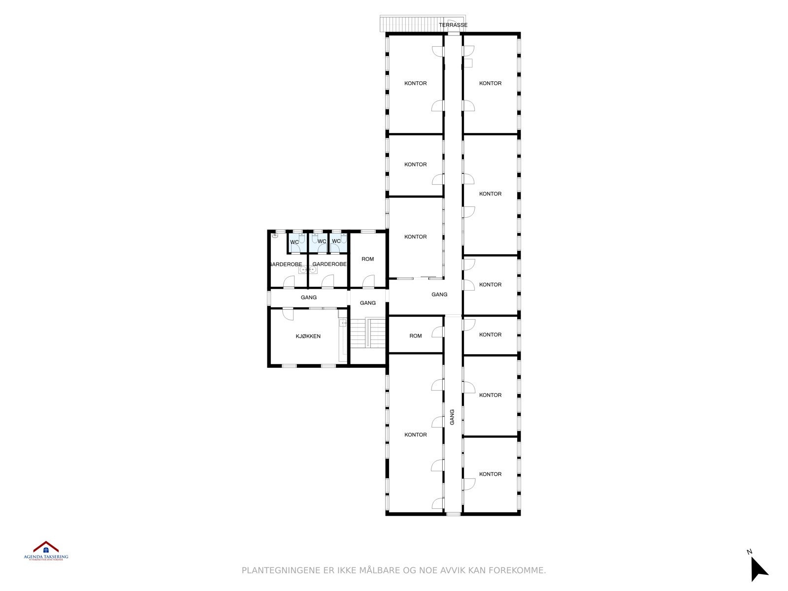 BYGG A - Kombinasjonsbygg kontor/ lager: BRA: 780 kvm - BTA: 830 kvm. Plantegning andre etasje. Galleribilde