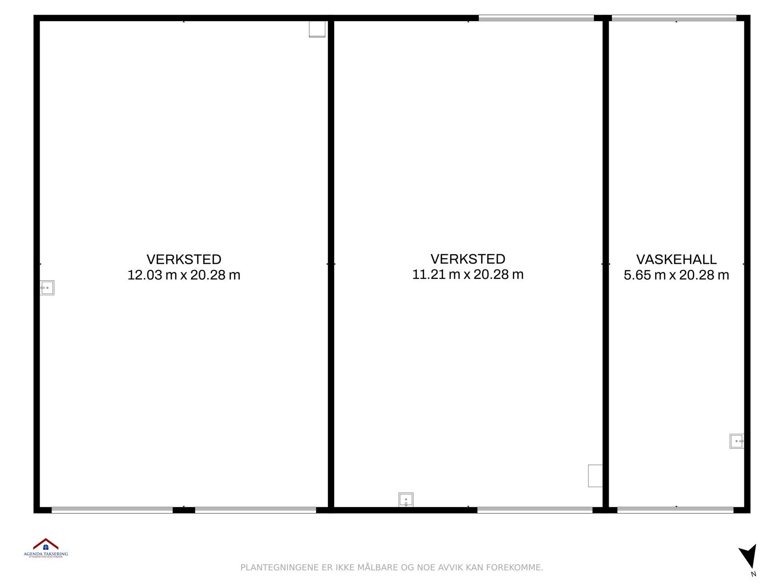 BYGG B - Industribygg: BRA: 1172 kvm - BTA: 1220 kvm. Plantegning første etasje. Galleribilde
