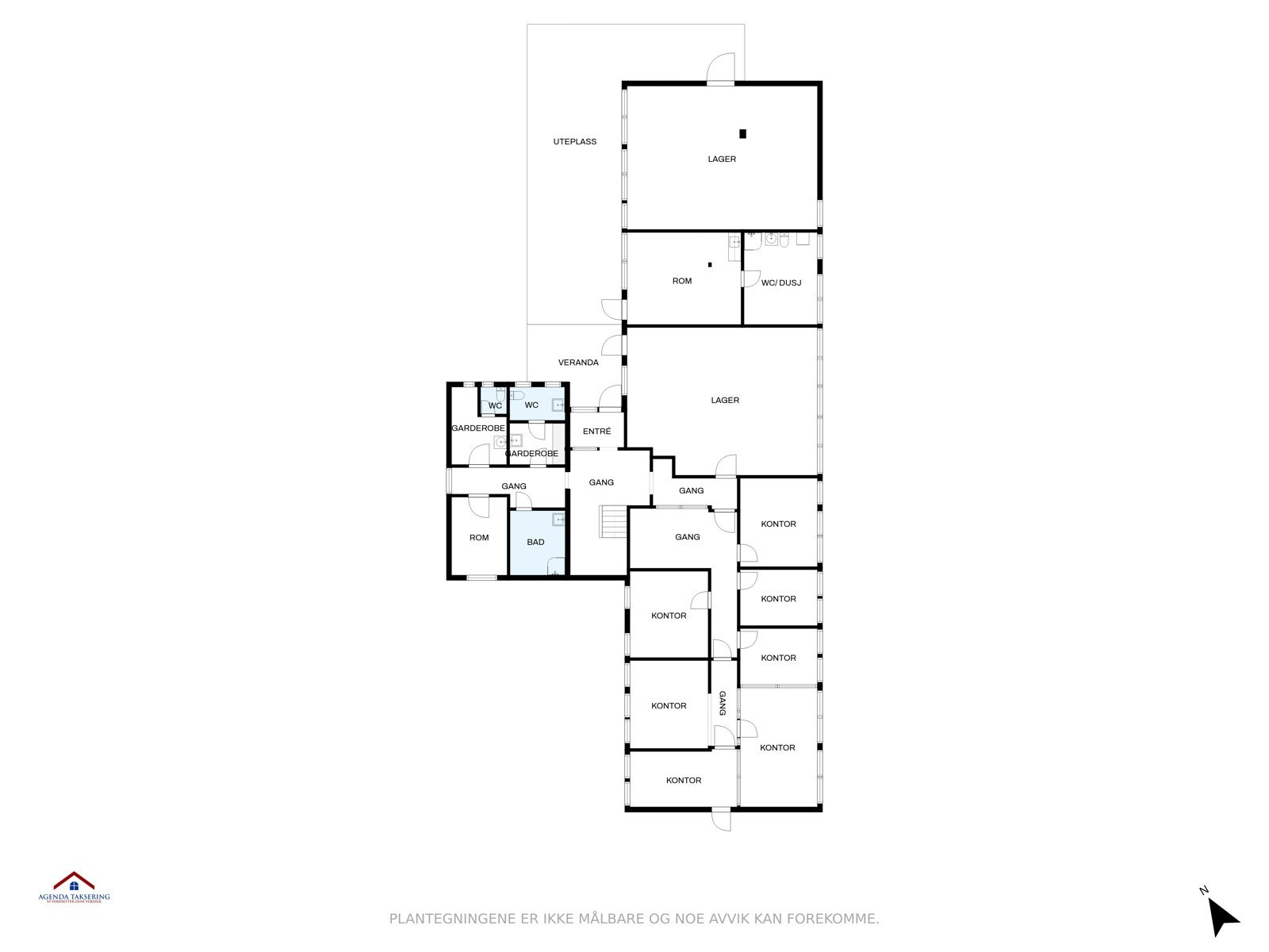 BYGG A - Kombinasjonsbygg kontor/ lager: BRA: 780 kvm - BTA: 830 kvm. Plantegning første etasje. Galleribilde