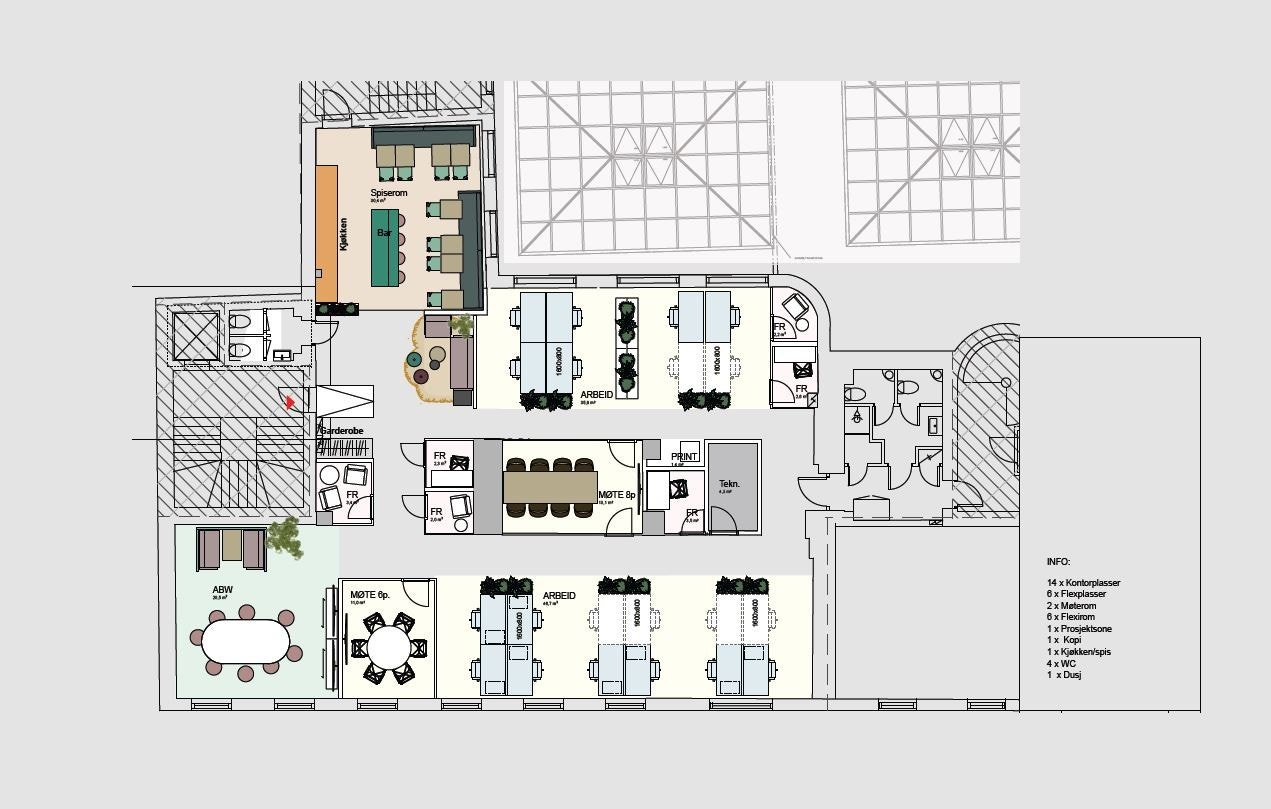 Forslag til møbleringsplan Galleribilde