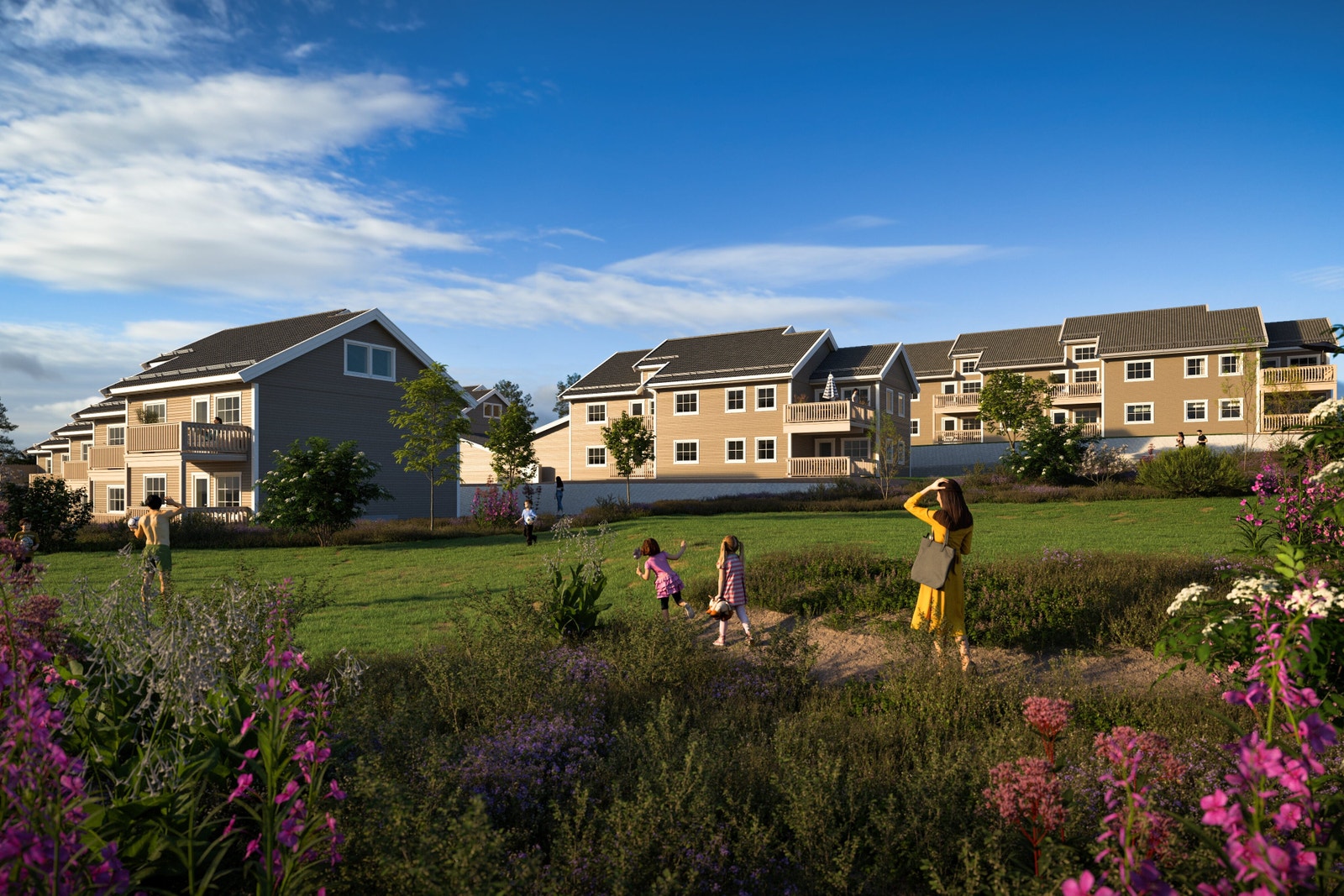 Trinn 2 fortsetter på sørsiden av trinn 1. Alle leilighetene har sørvendt terrasse/balkong. Galleribilde