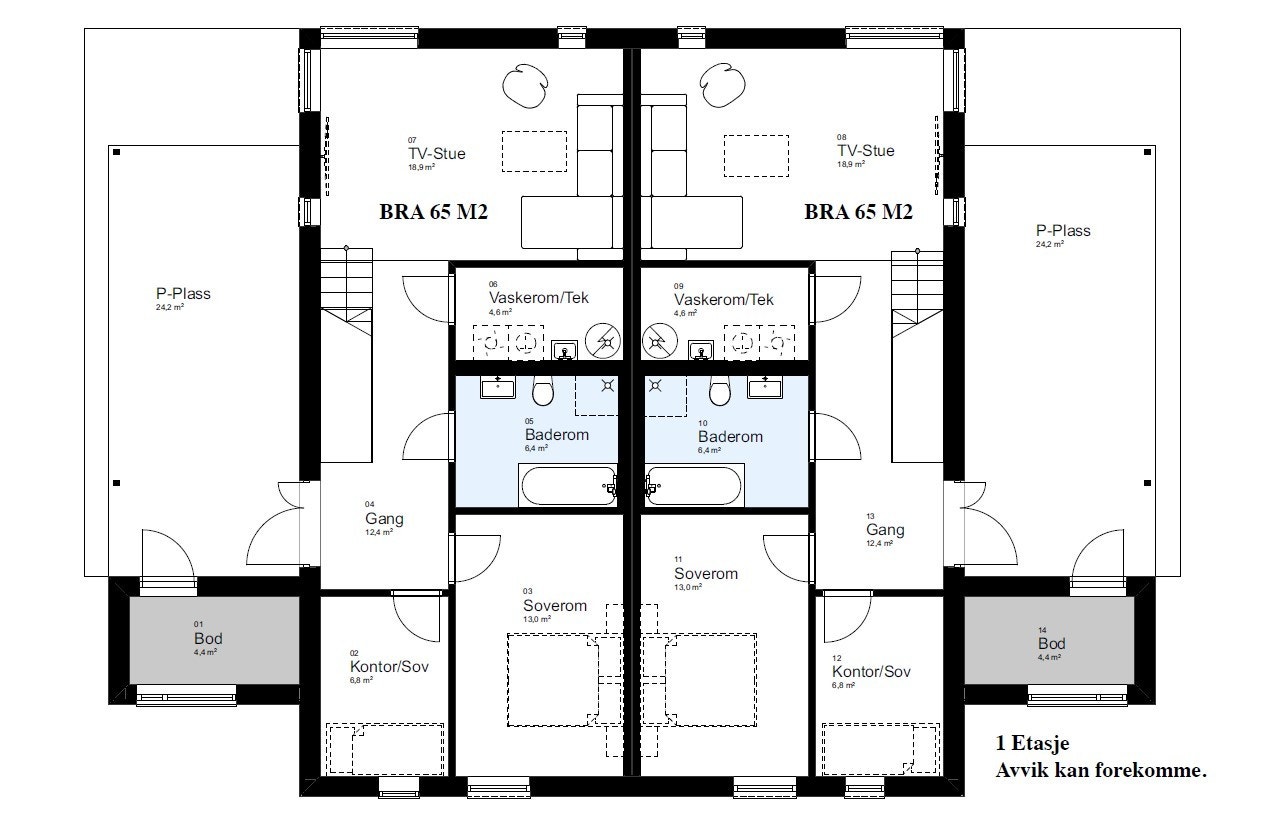Plantegning 1 etg Galleribilde