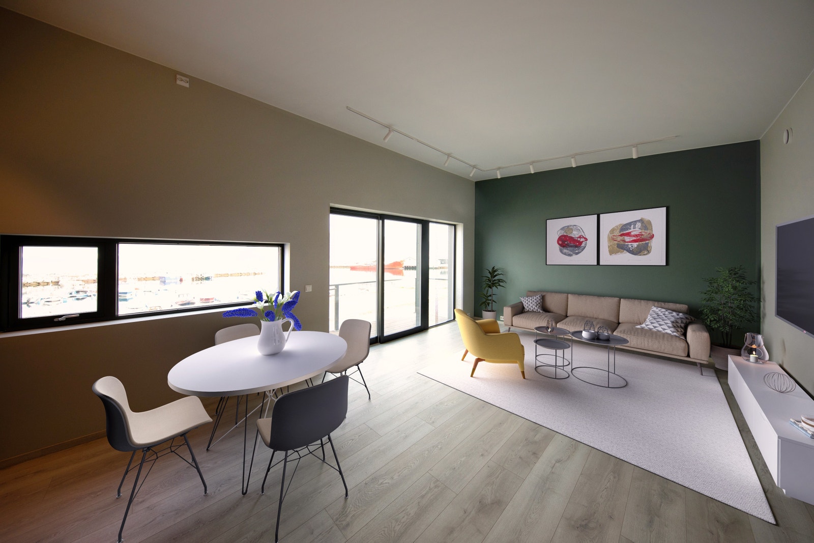 Stue med utgang til veranda Galleribilde