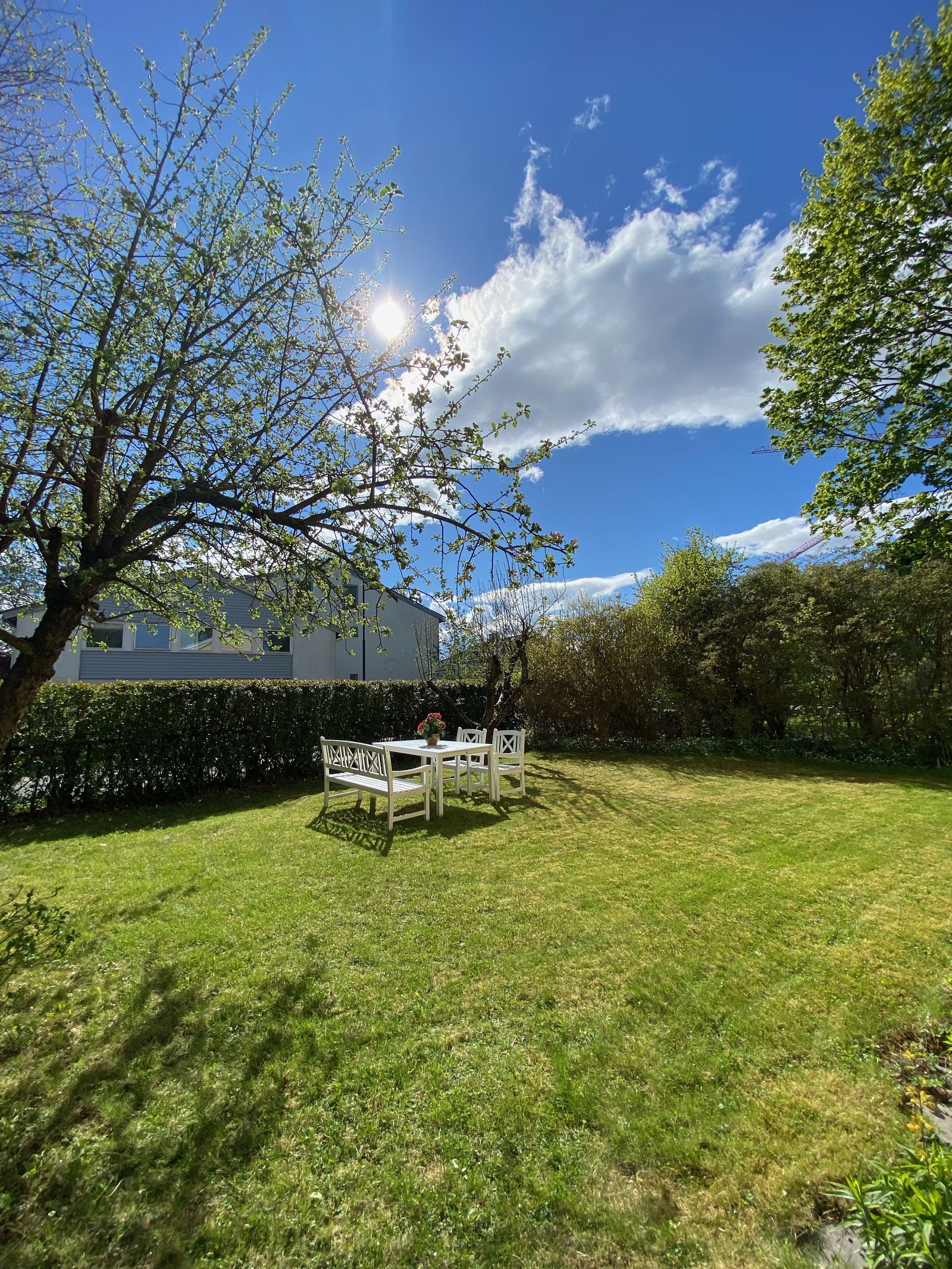 Flott hage med tilhørende sittegruppe er åpent for fri bruk. Galleribilde