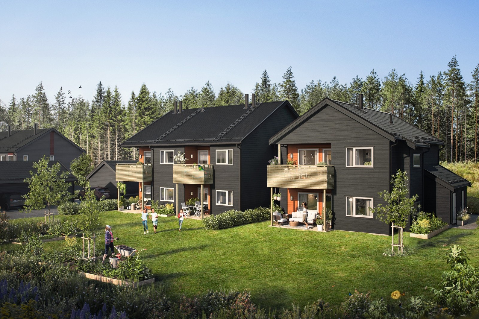 Tiltalende fasade med spennende kontrastfarge Galleribilde