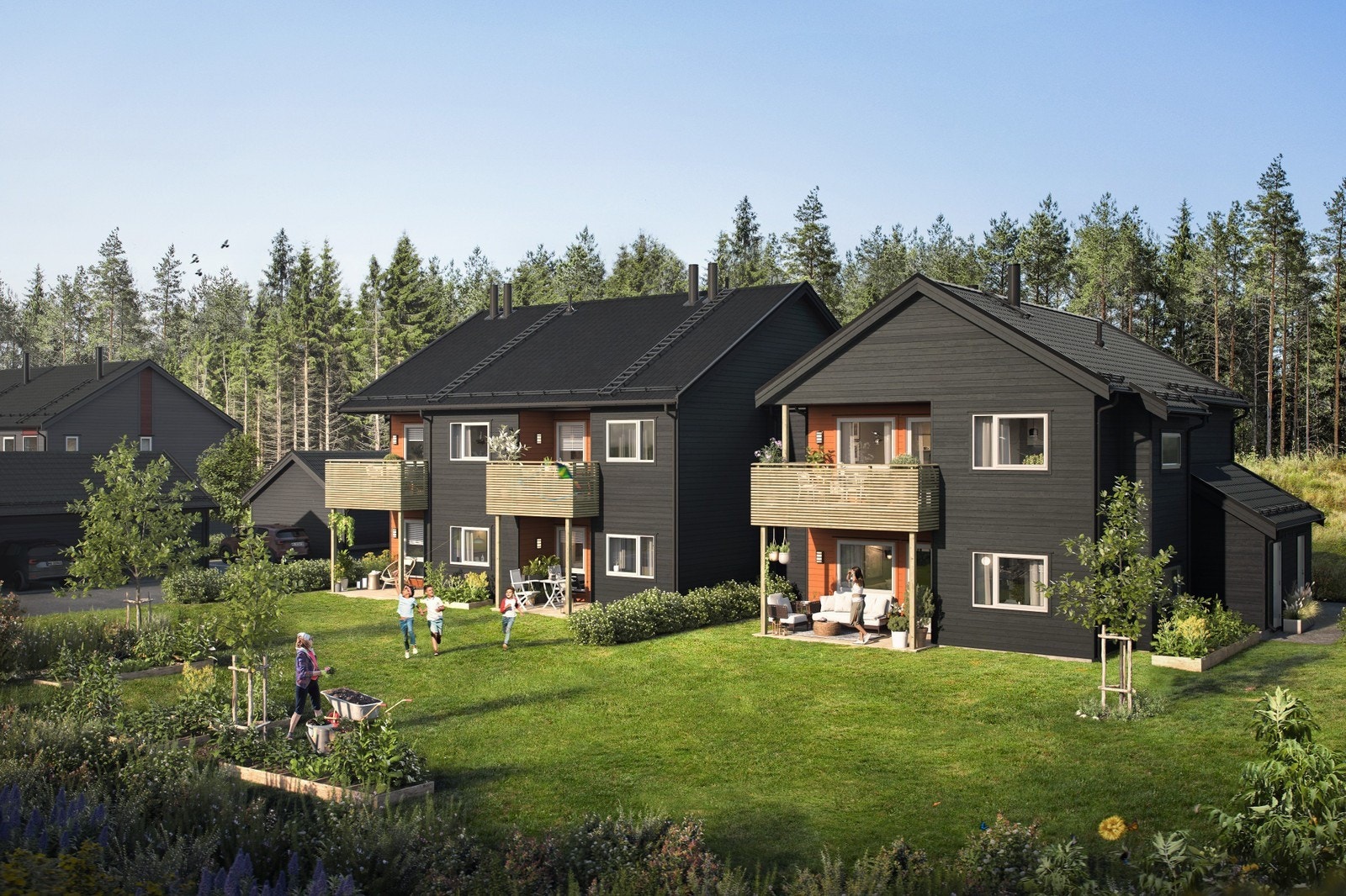 Tiltalende fasade med spennende kontrastfarge Galleribilde