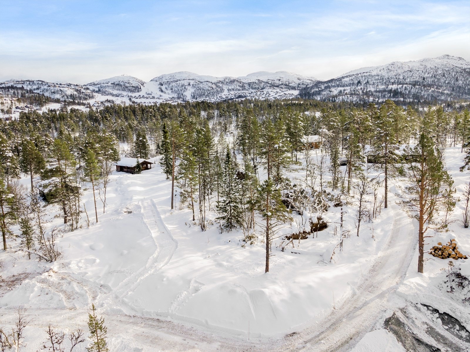 Romslige tomter med godt med luft mellom hyttene Galleribilde