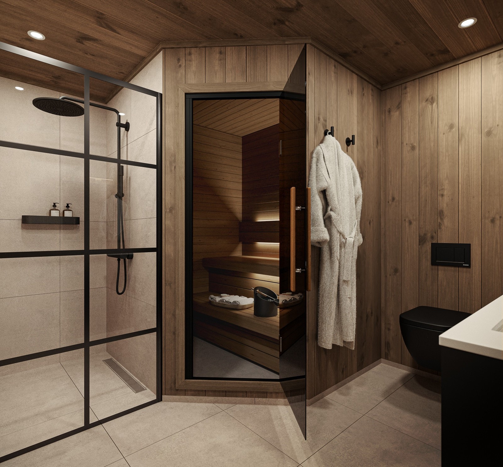 Det skal være lunt og behagelig å være på badet, uansett om det er for morgen- eller kveldsstellet. Galleribilde