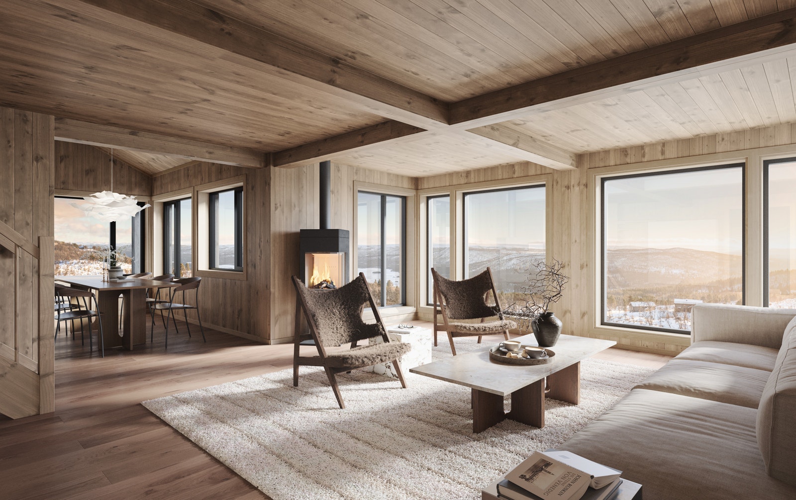 Hytten har et svært generøst areal. Her kan barn og barnebarn samles på høyfjellet. Galleribilde