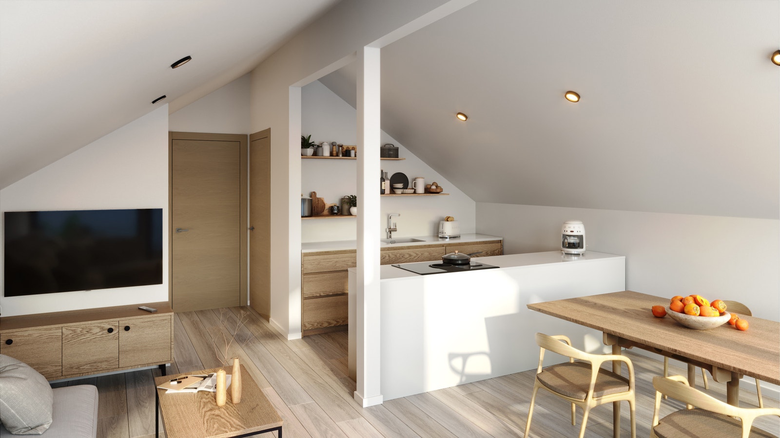 FALKEFJELL C er en arkitekttegnet hytte med stue, kjøkken, bad, soverom oppe. Hytten har også en stor balkong oppe med glassrekkverk.
Det er også mulig å kjøpe en egen garasje/gjesteanneks som tilvalg.
Dette er et bilde som vil avvike fra tilbudt hytte Galleribilde