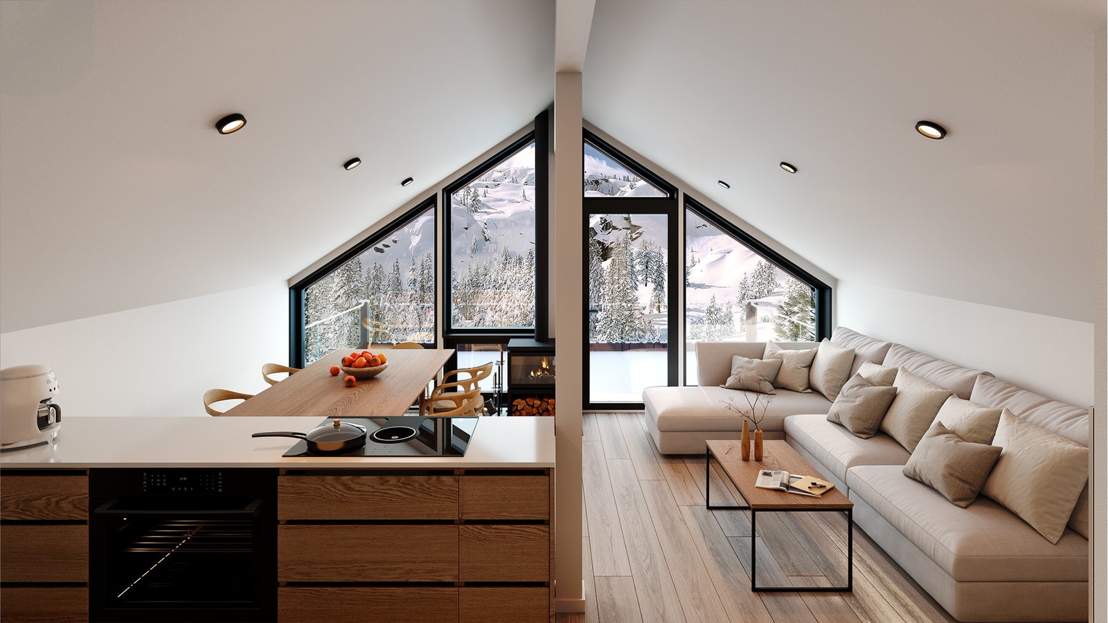 FALKEFJELL C er en arkitekttegnet hytte med stue, kjøkken, bad, soverom oppe. Hytten har også en stor balkong oppe med glassrekkverk.
VI BYGGER OGSÅ GJERNE PÅ DIN TOMT.
Det er også mulig å kjøpe en egen garasje/gjesteanneks som tilvalg.
Dette er et bilde Galleribilde