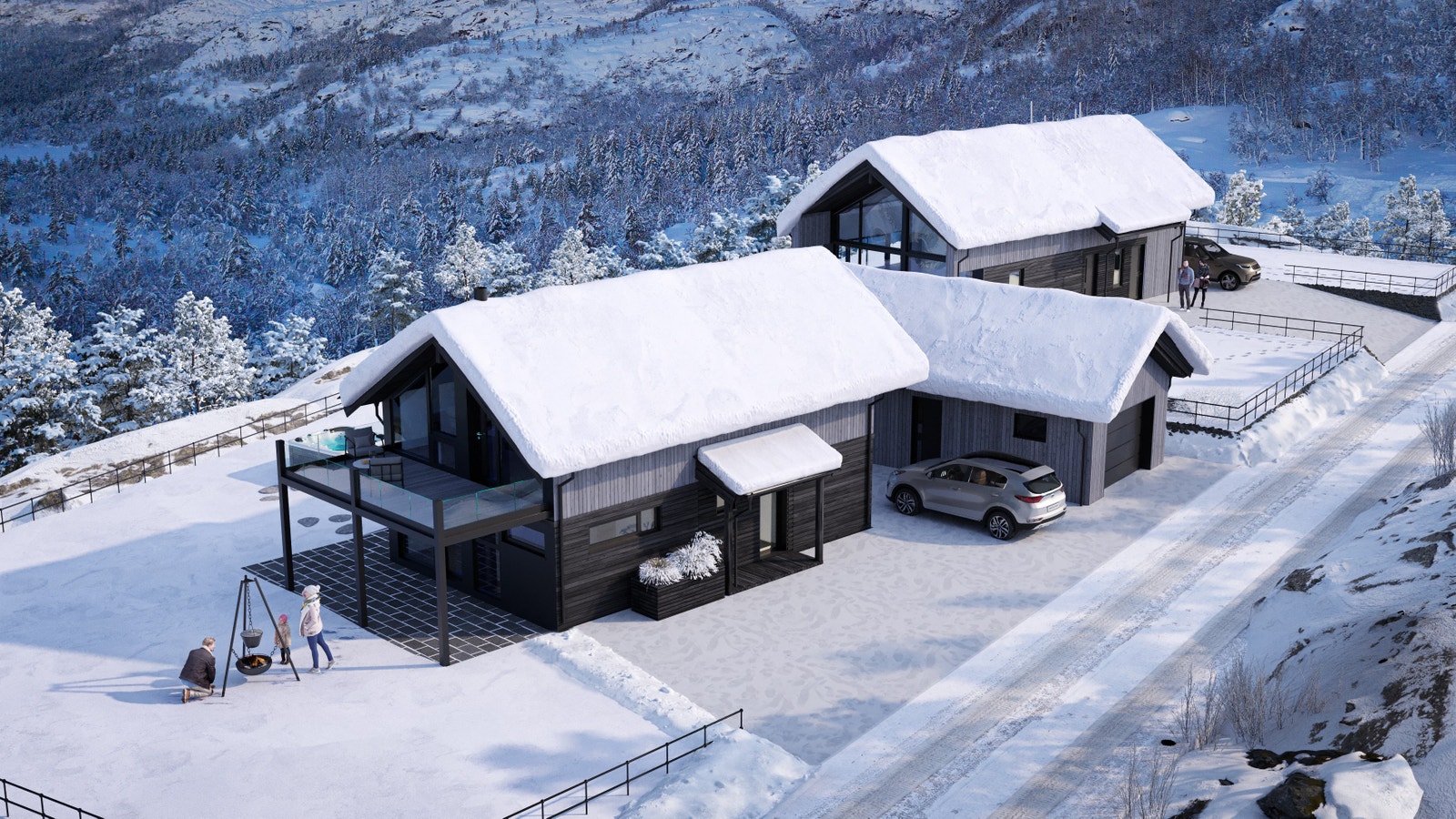 FALKEFJELL C er en arkitekttegnet hytte med stue, kjøkken, bad, soverom oppe. Hytten har også en stor balkong oppe med glassrekkverk.
VI BYGGER OGSÅ GJERNE PÅ DIN TOMT.
Det er også mulig å kjøpe en egen garasje/gjesteanneks som tilvalg.
Dette er et bilde Galleribilde