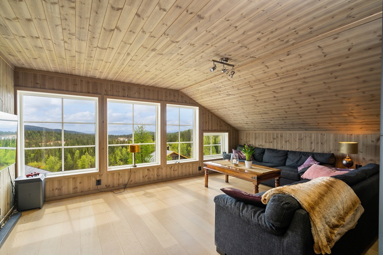 Sørvendt romslig stue i andre etasje med praktfull utsikt. Galleribilde