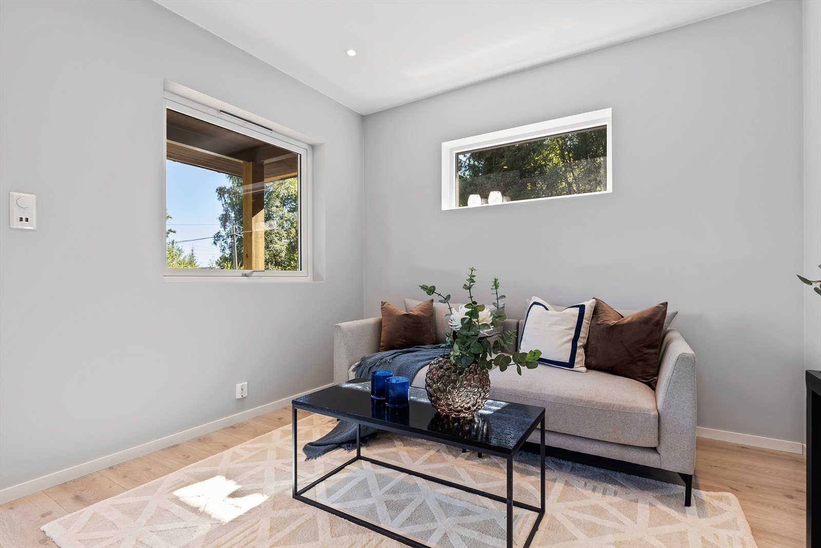 Det er god plass til sofa, bord og TV med tilhørende møblement. Galleribilde