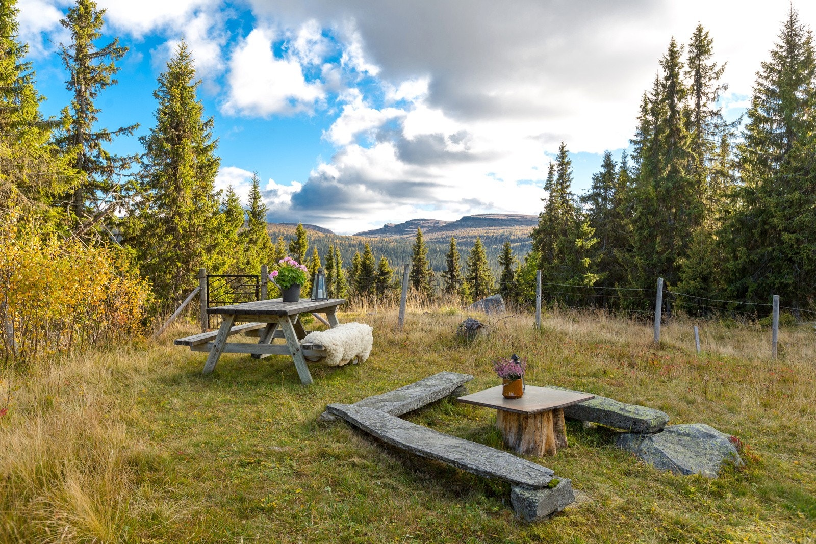 Fine sol- og utsiktsforhold til Almannaskaret og Kvitfjell Vest. Galleribilde
