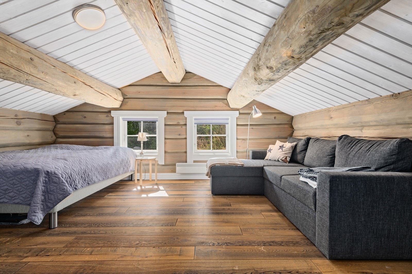 Hemsrom innredet med tv stue og soverom Galleribilde