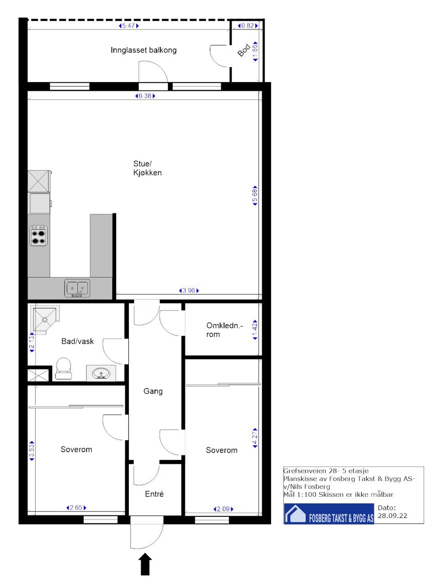 Gjennomgående 3-roms leilighet med 9 kvm balkong. I tillegg følger bod på balkong og kjellerbod. Galleribilde