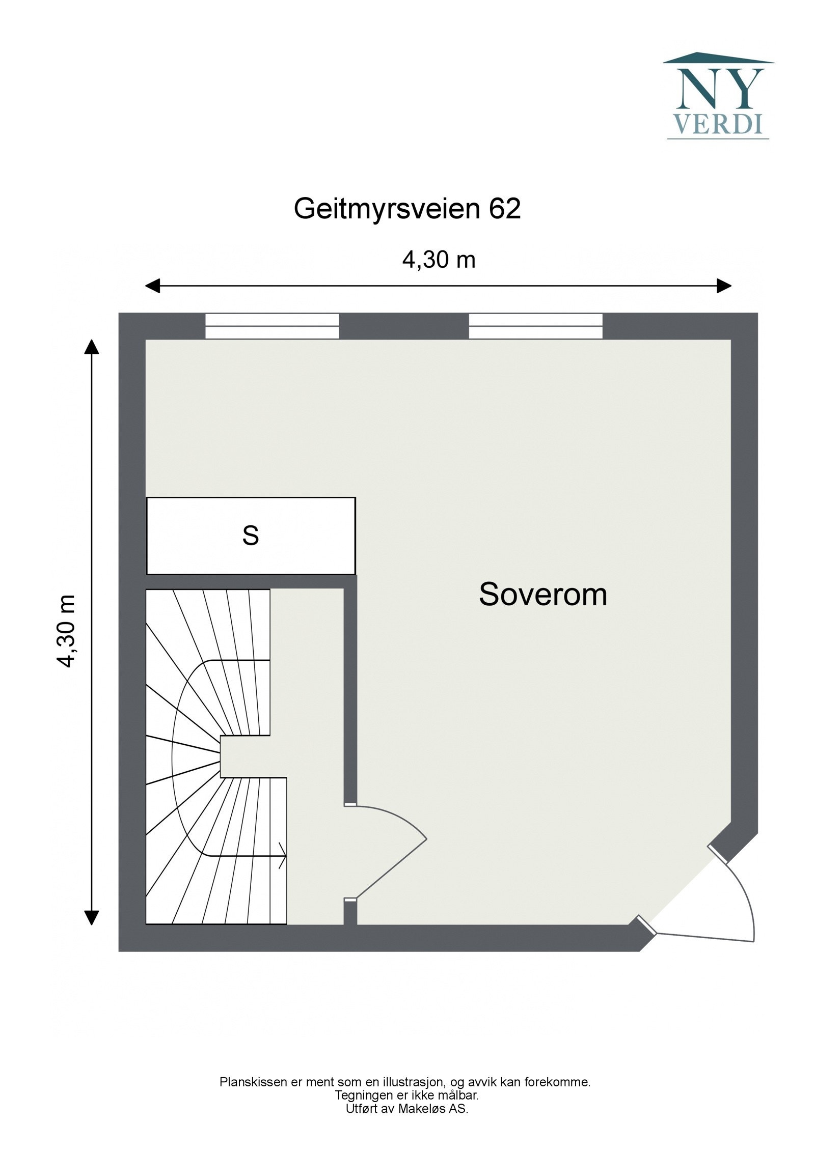 Plantegning underetasje, Geitmyrsveien 62. Galleribilde