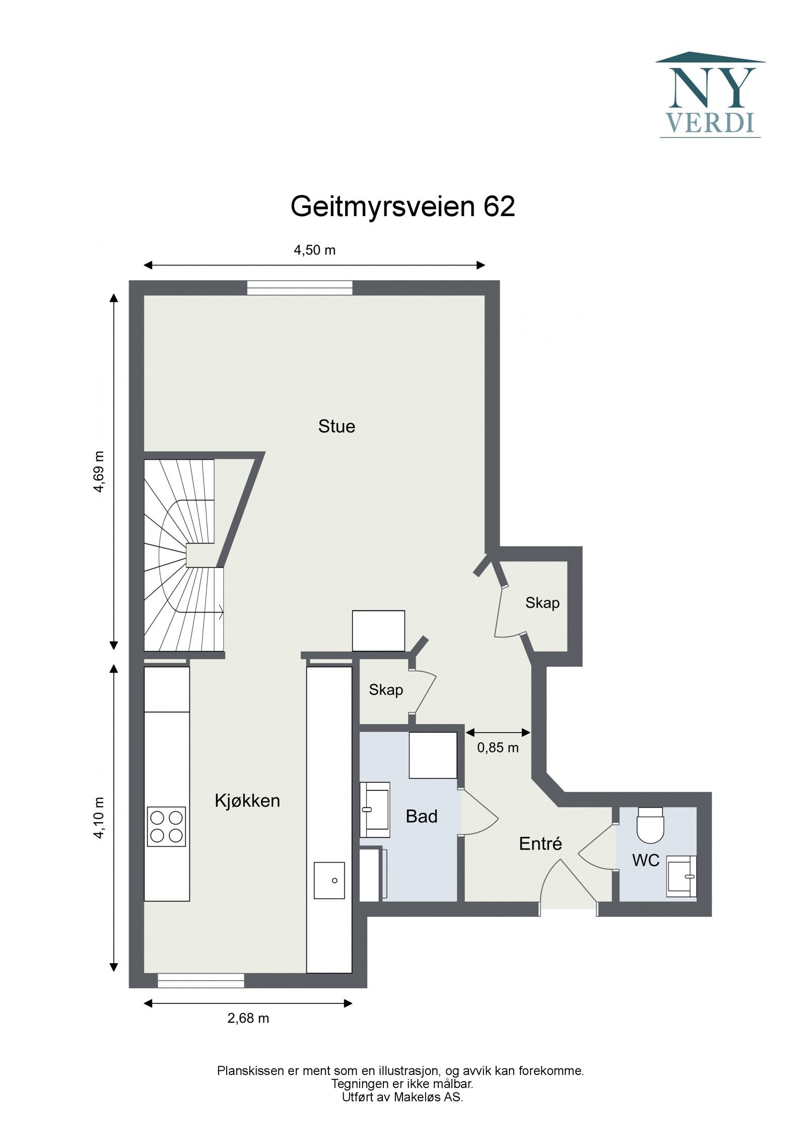 Plantegning 1.etasje, Geitmyrsveien 62 Galleribilde