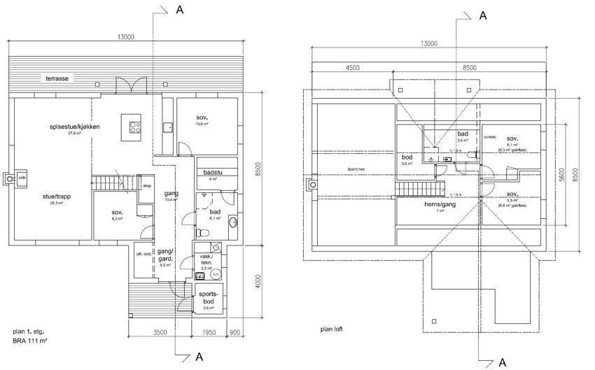 Planløsning plan 1 og plan 2 Galleribilde
