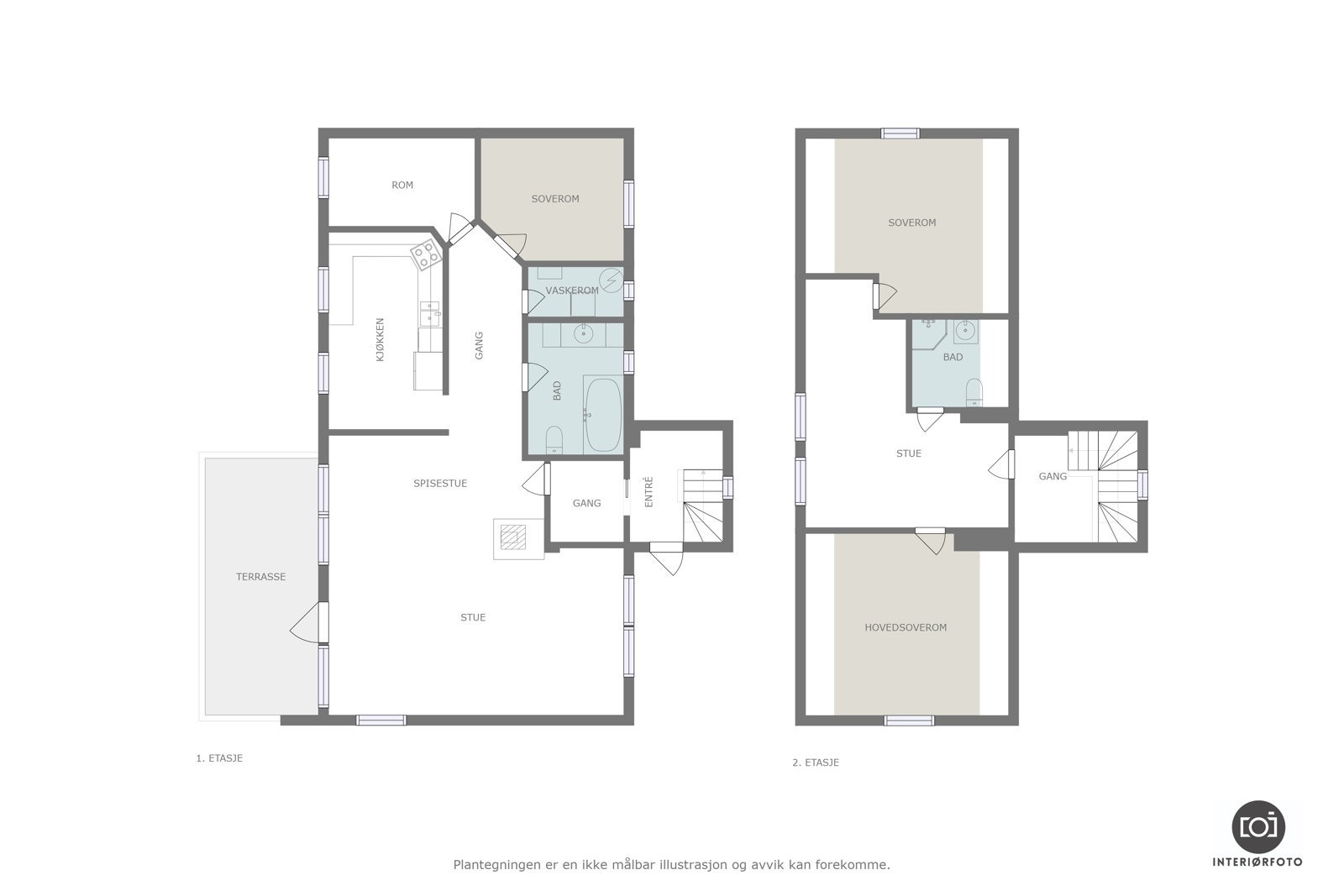 Plantegning for begge etasjer Galleribilde