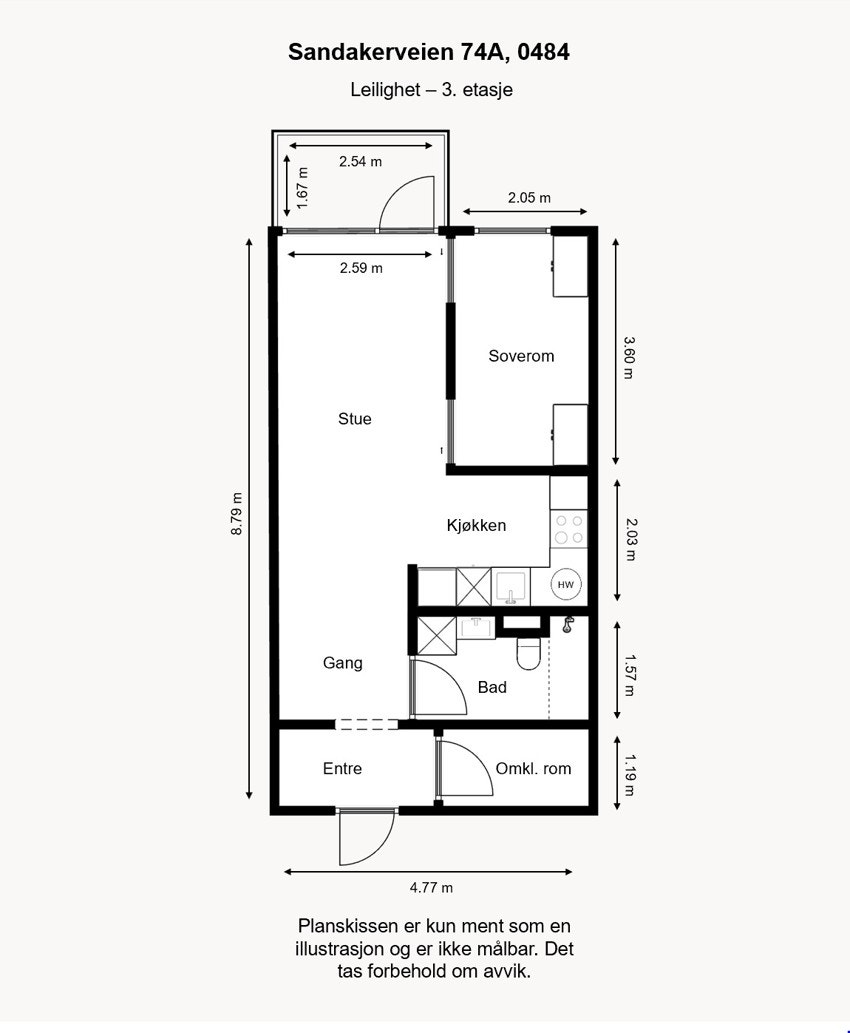 Målsatt planskisse Sandakerveien 74 A Galleribilde
