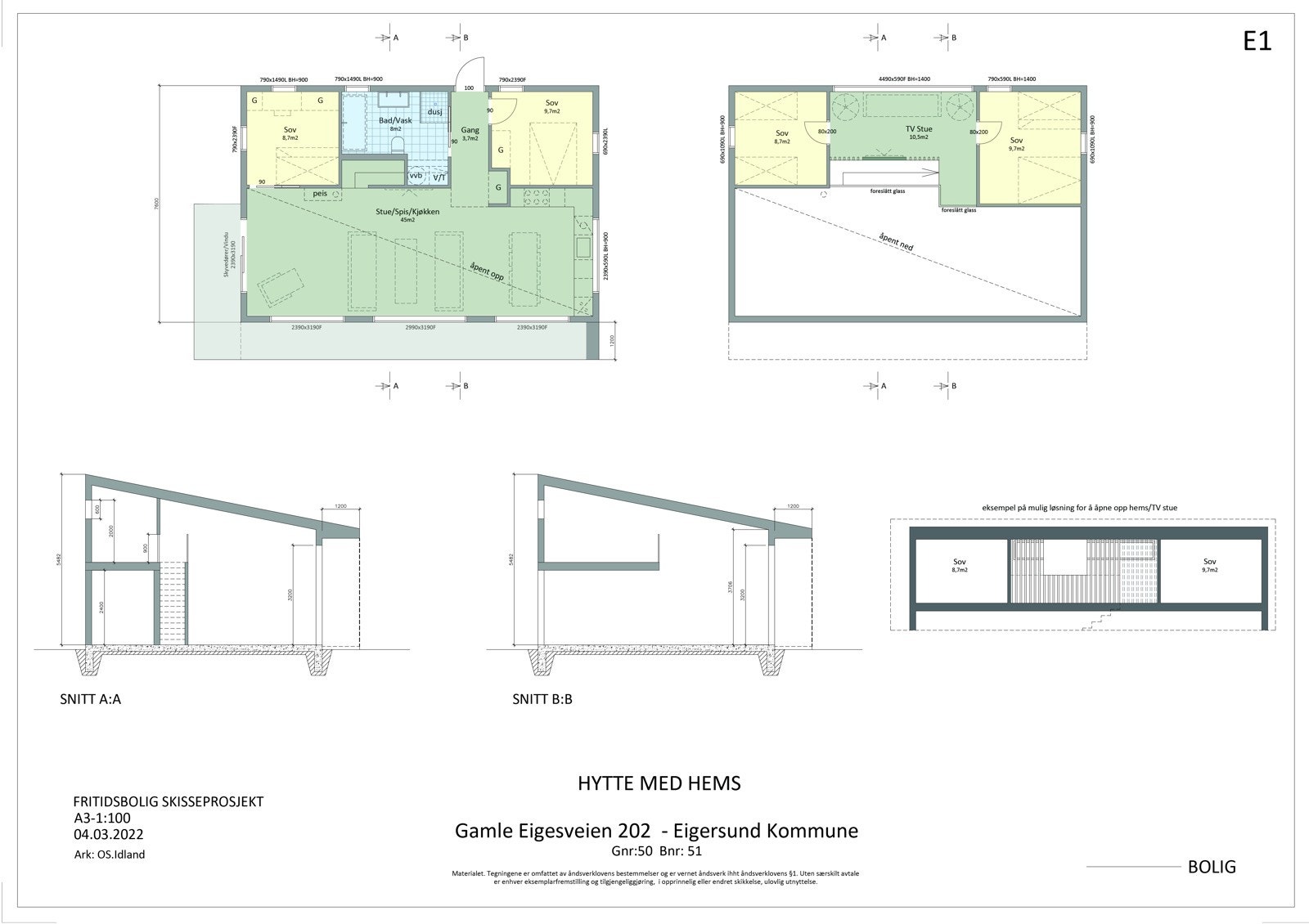 Planløsning med hems: Gamle Eigesveien 214-220 Galleribilde