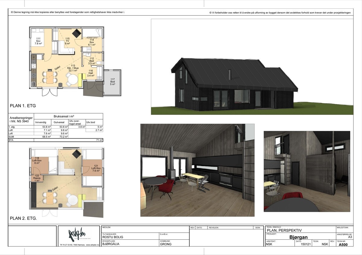 Plantegning av hytte 69 kvm Galleribilde