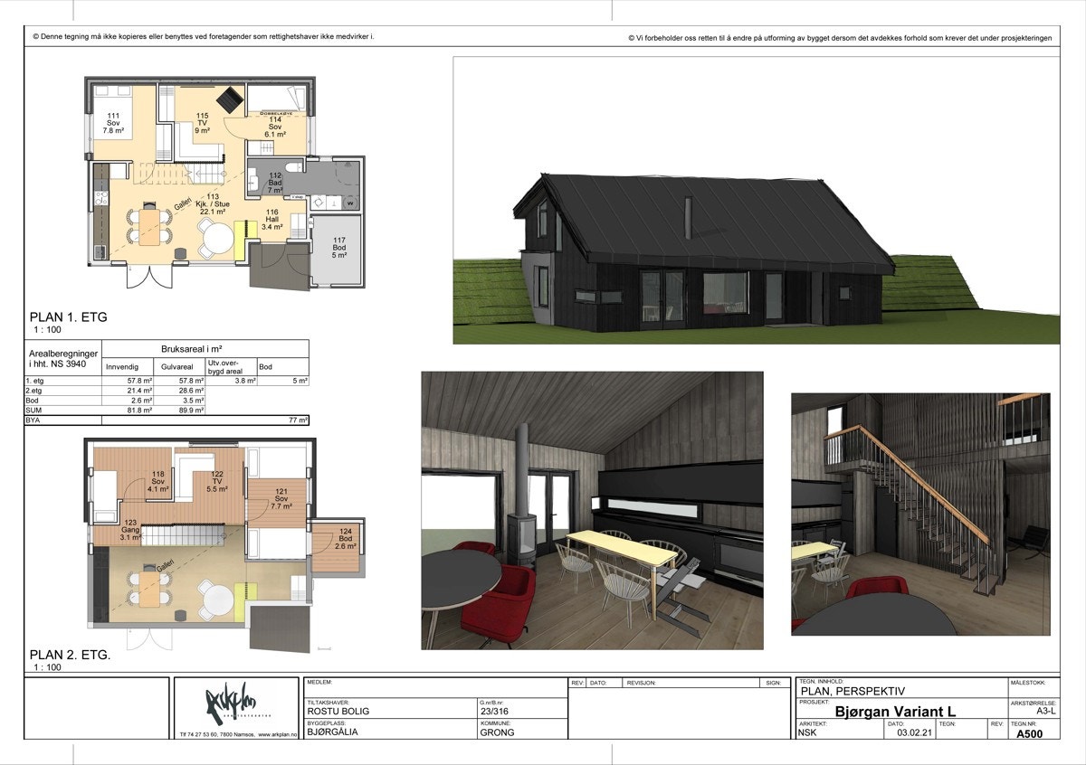 Plantegning av hytte 79 kvm Galleribilde