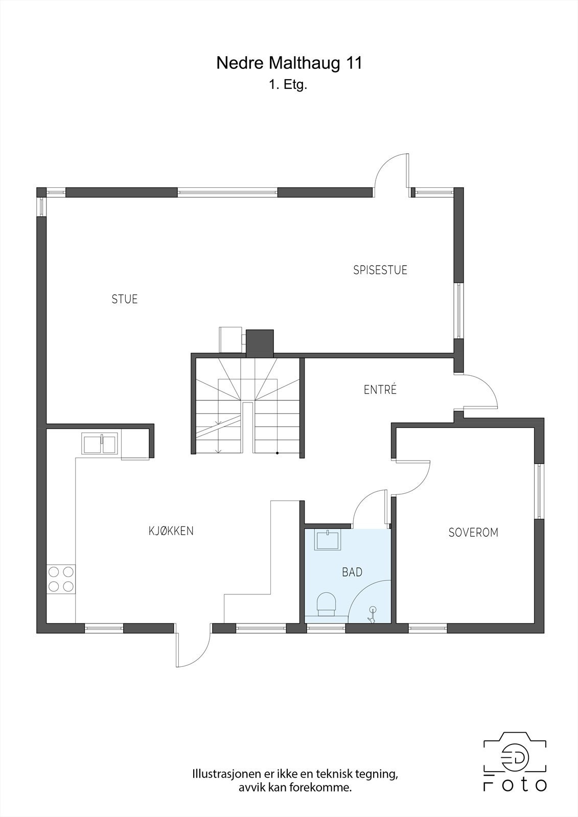 Plantegning 1. etasje Galleribilde