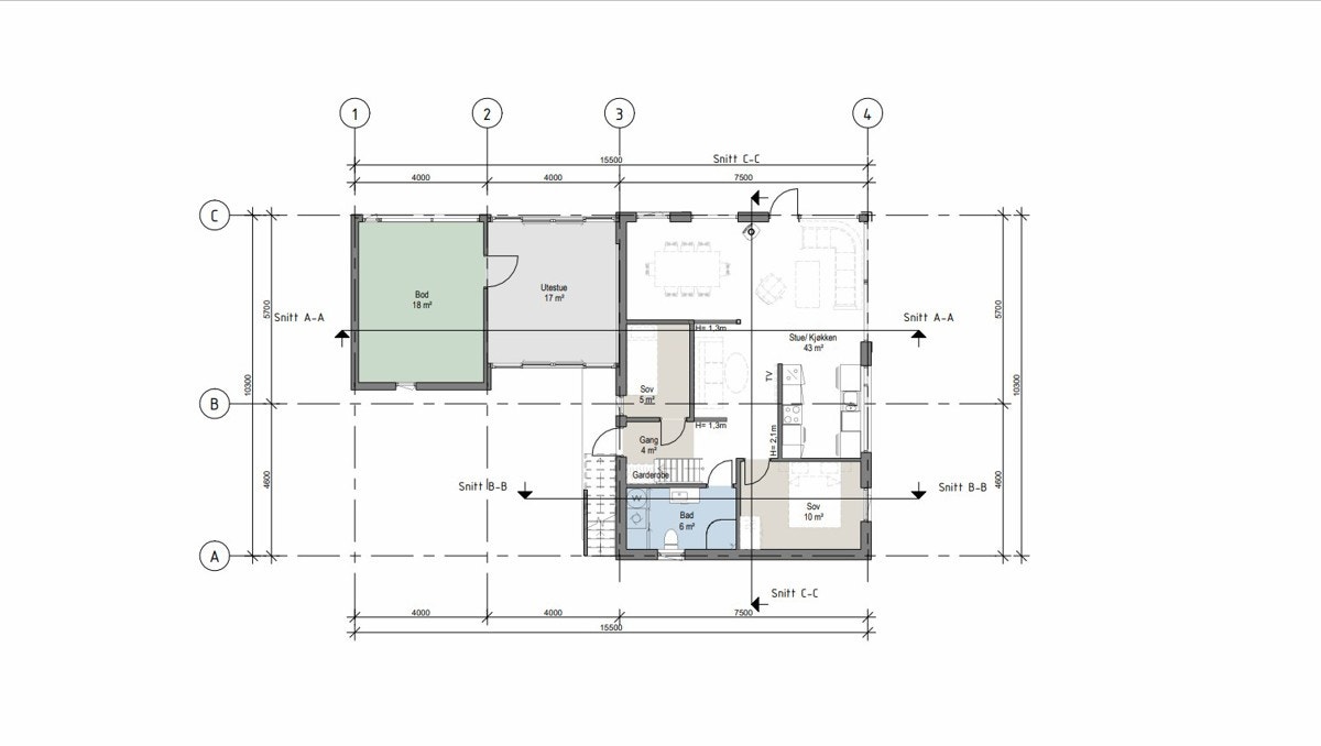 Plantegning 1.etg Galleribilde