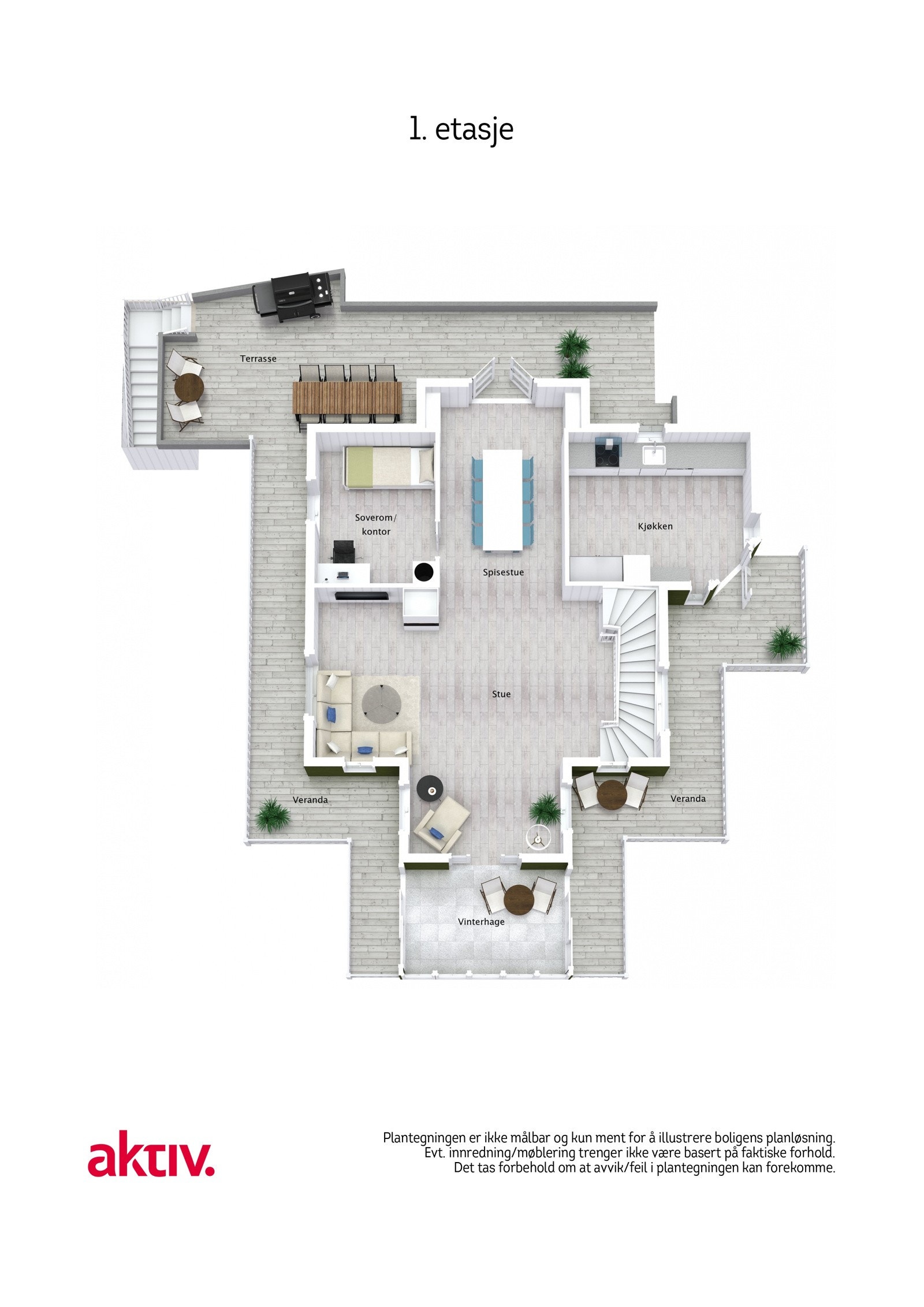 Plantegning - 3D - 1. etasje Galleribilde