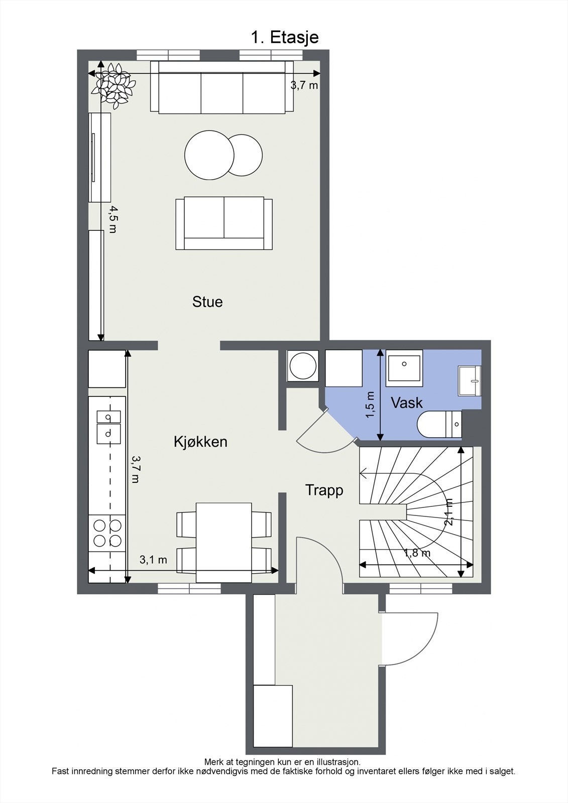 Plantegning 1. etasje Galleribilde