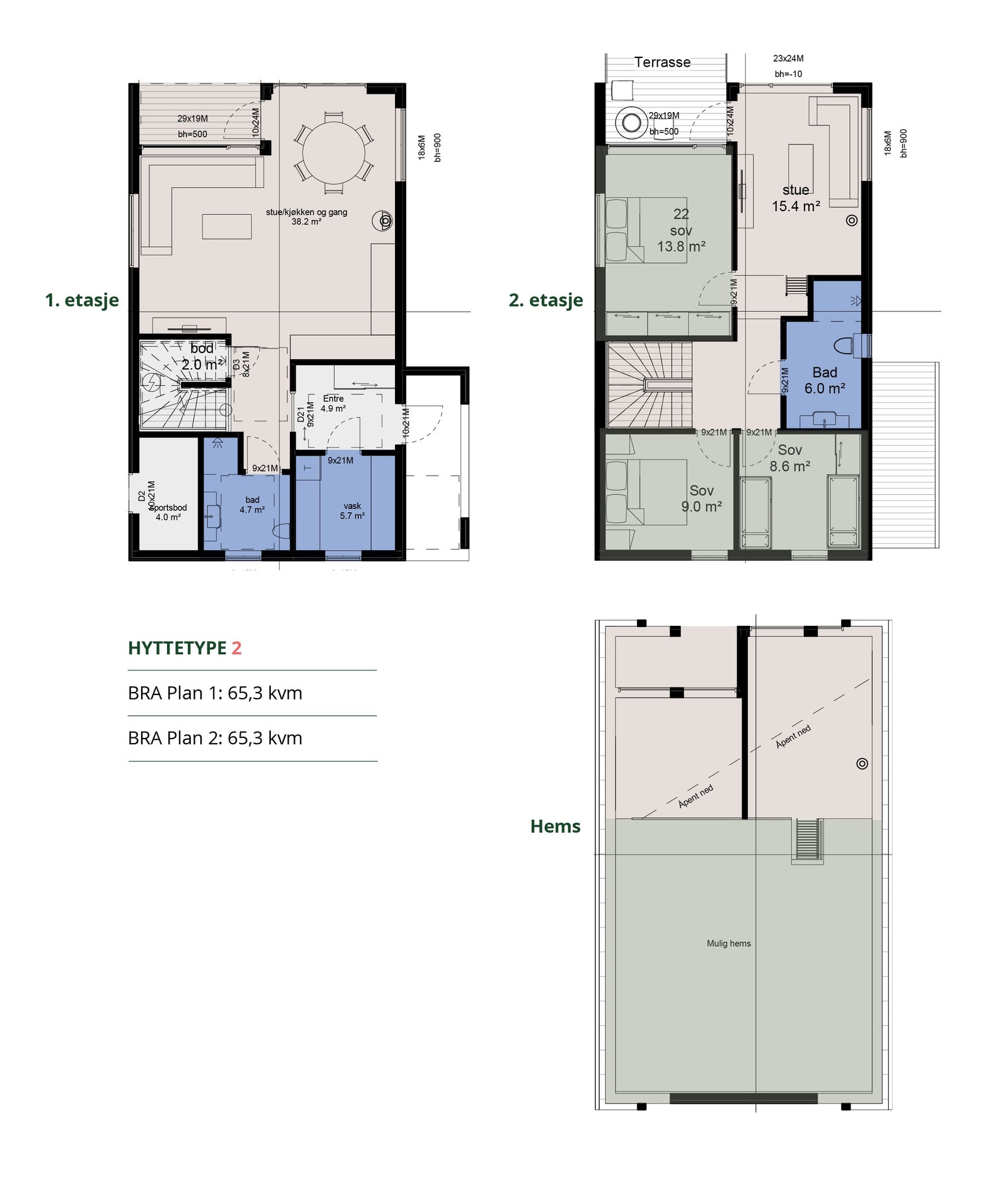 Planløsning hyttetype 2 Galleribilde