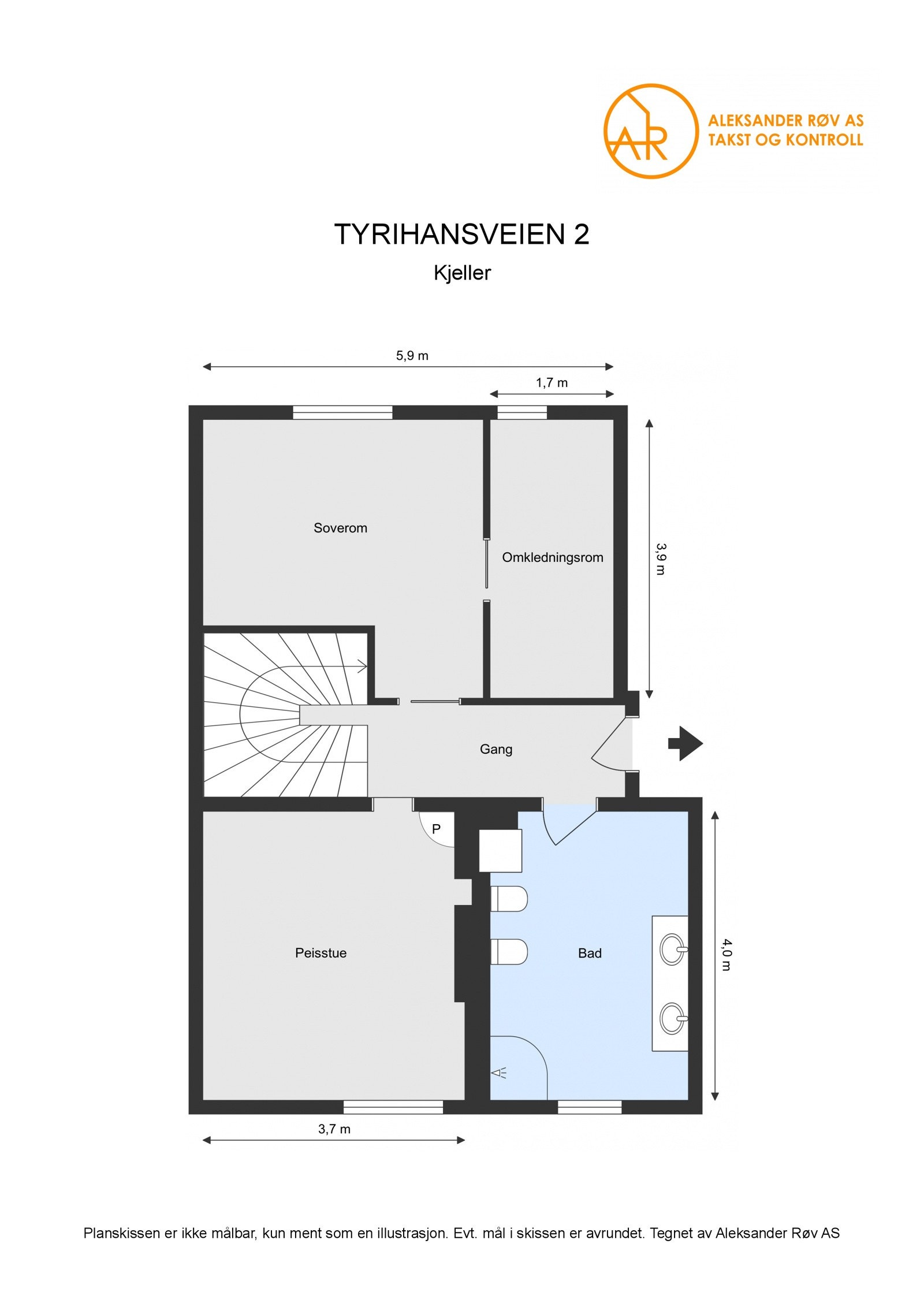 Plantegning underetasje, Tyrihansveien 2. Galleribilde