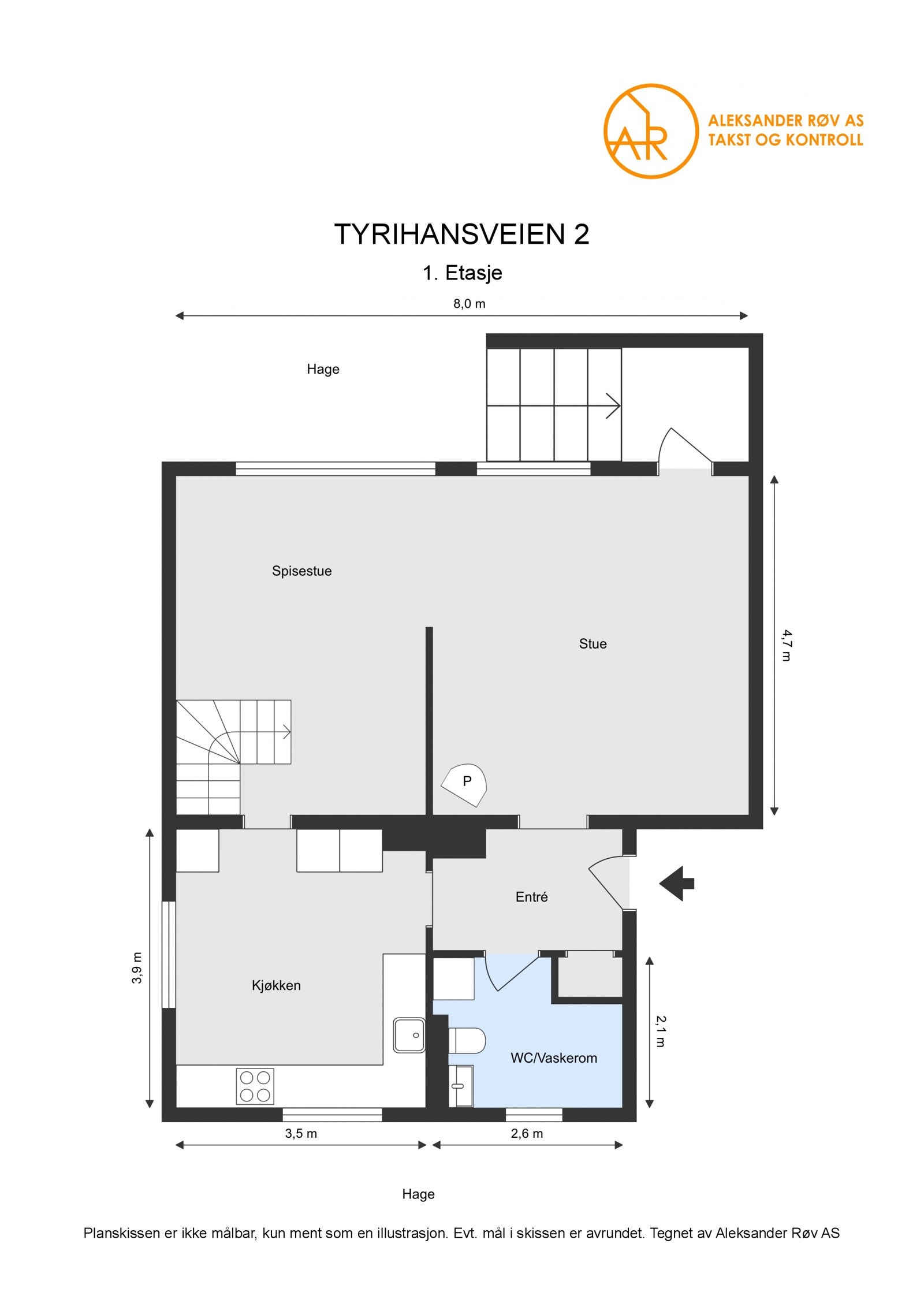 Plantegning 1.etasje, Tyrihansveien 2. Galleribilde