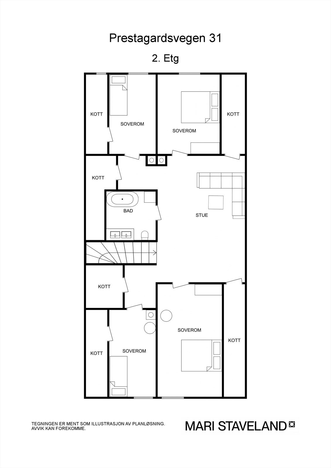 Floorplan letterhead - Prestagardsvegen 31 - 2. Etg - 2D Floor Plan Galleribilde