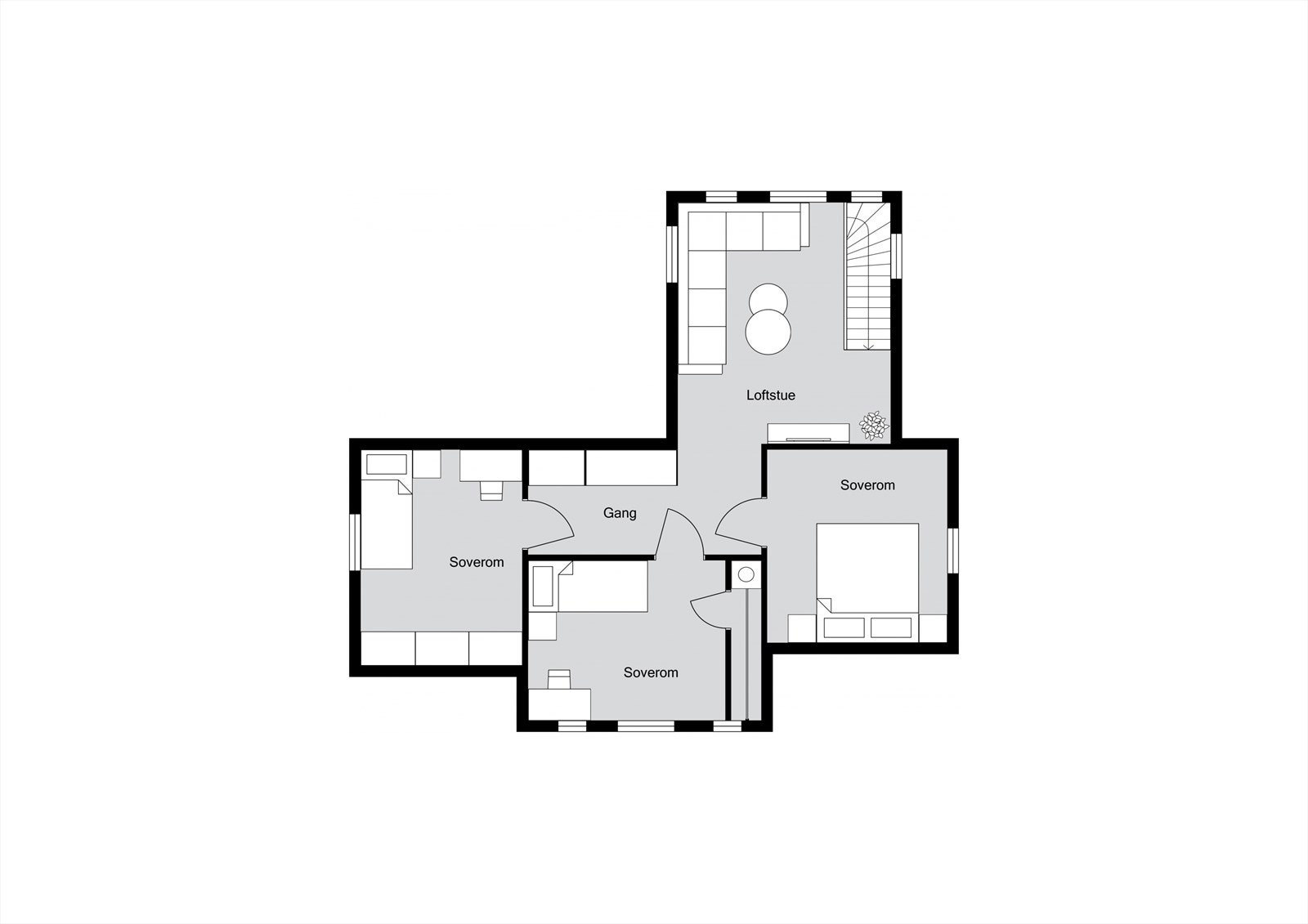 Plantegning loft slik det var før riving Galleribilde