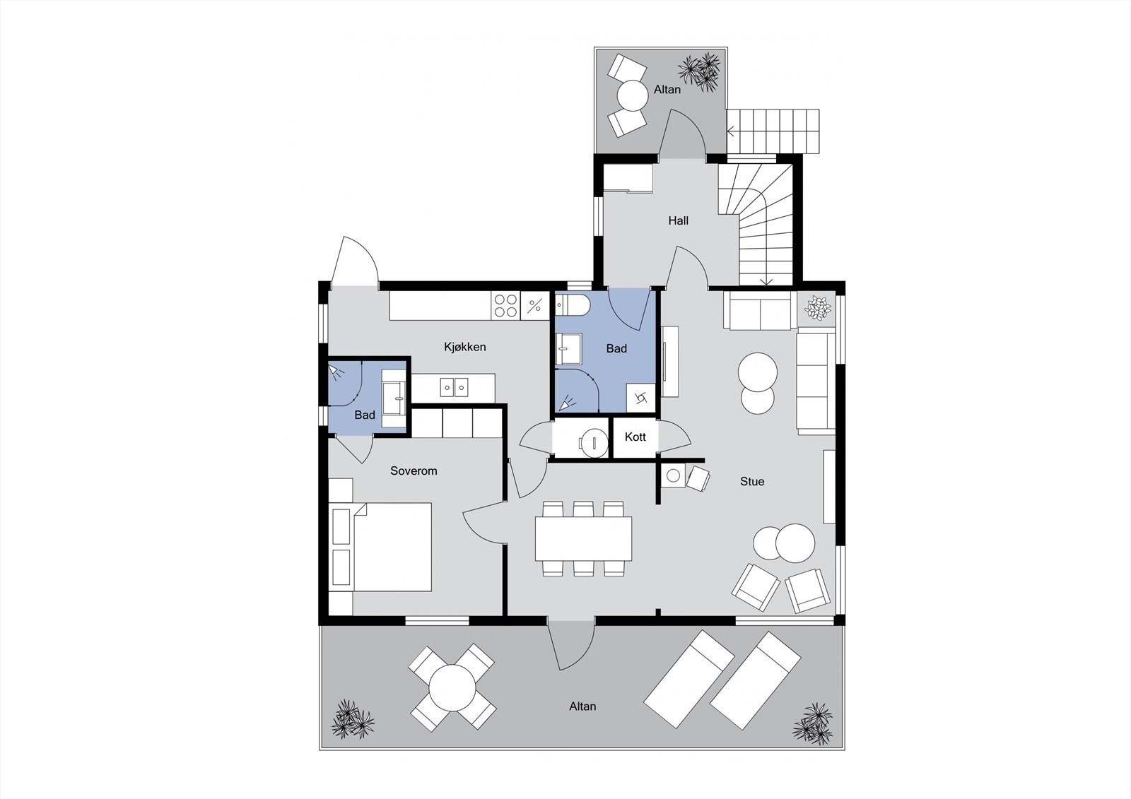 Plantegning 1. etasje slik det var før riving Galleribilde