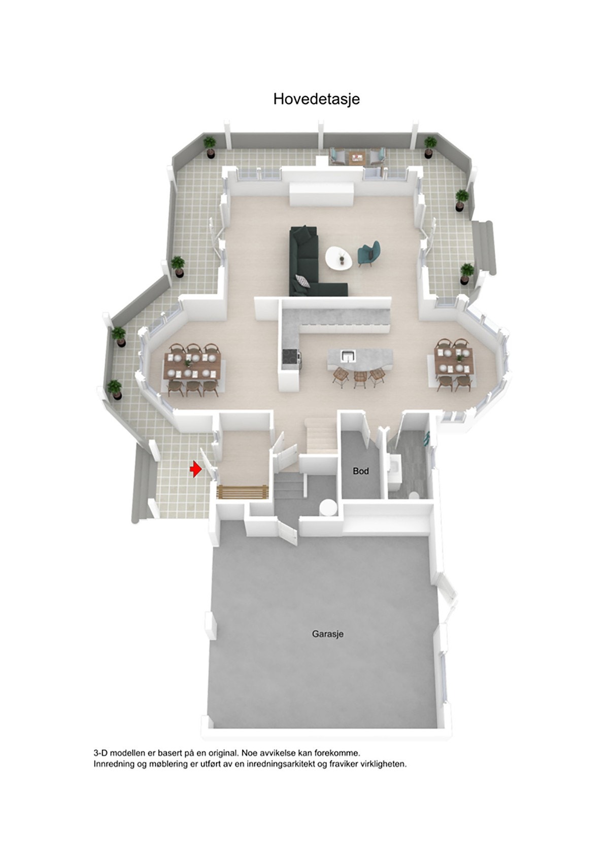 Plantegning hovedetasje 3D Galleribilde