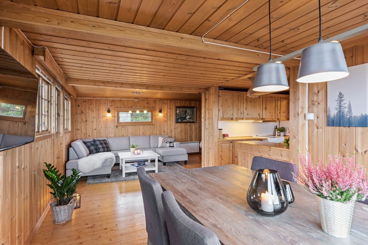 Fra spisestue sett mot sofakrok. Galleribilde