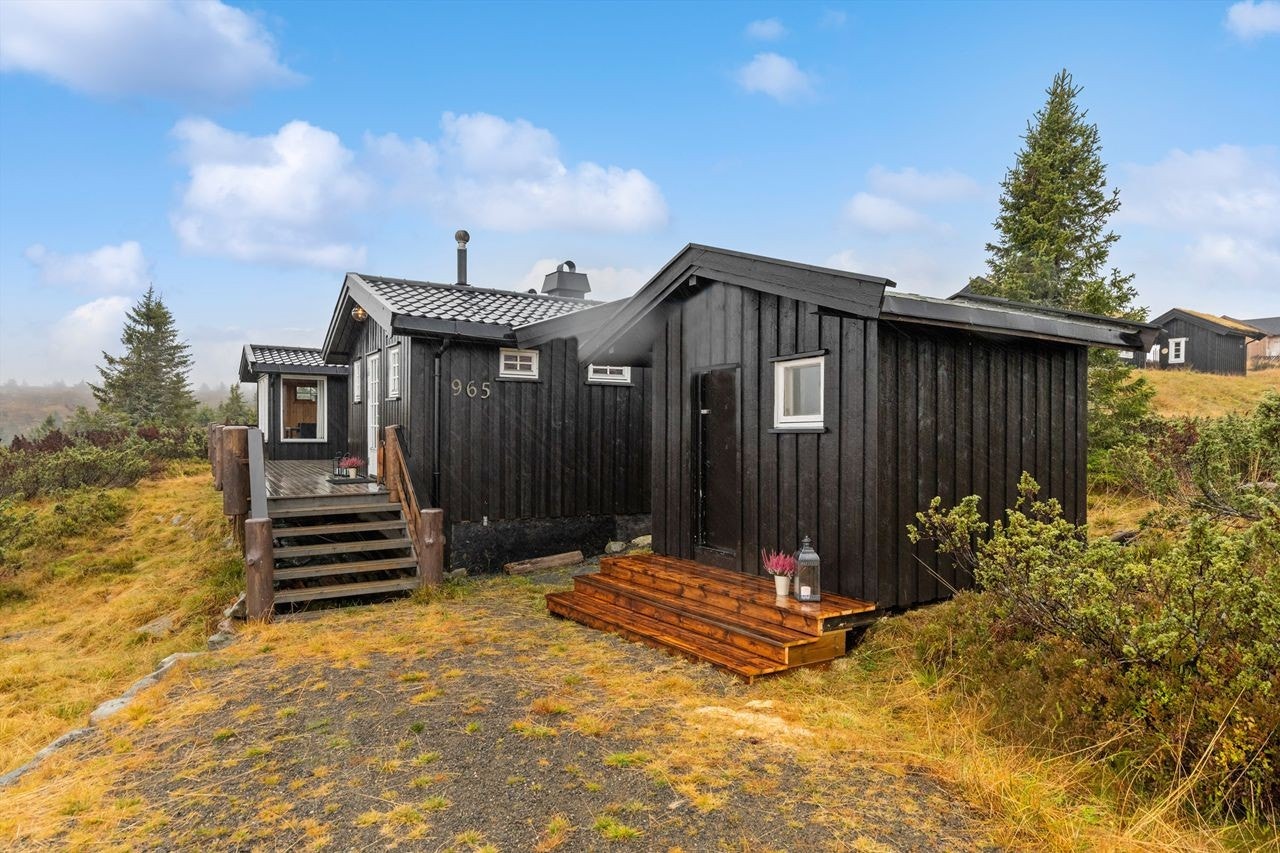 Fasade sett mot hytta og boden. Galleribilde